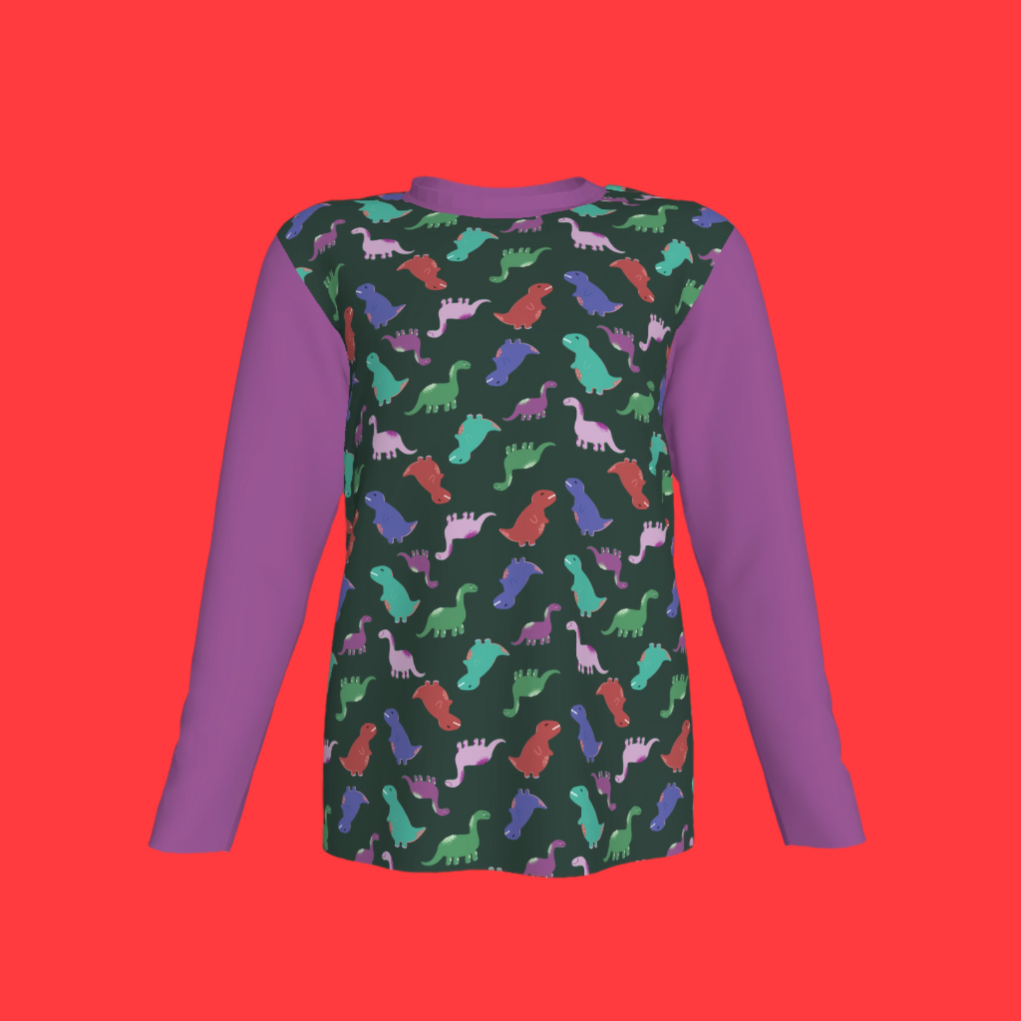 Purple Dino Party Long-Sleeve T-Shirt