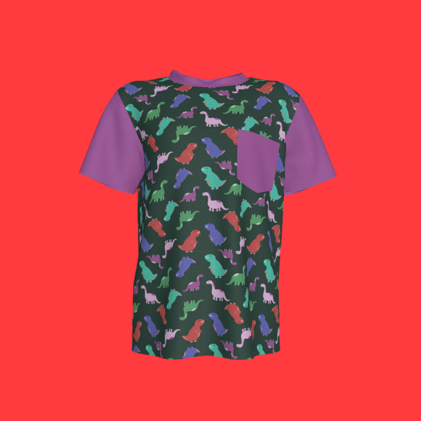 Purple Dino Party Pocket T-Shirt