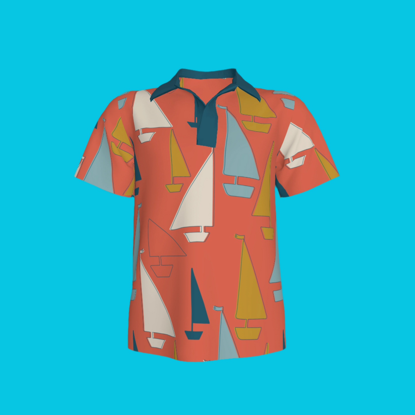 Tomato Red Sailboats Polo