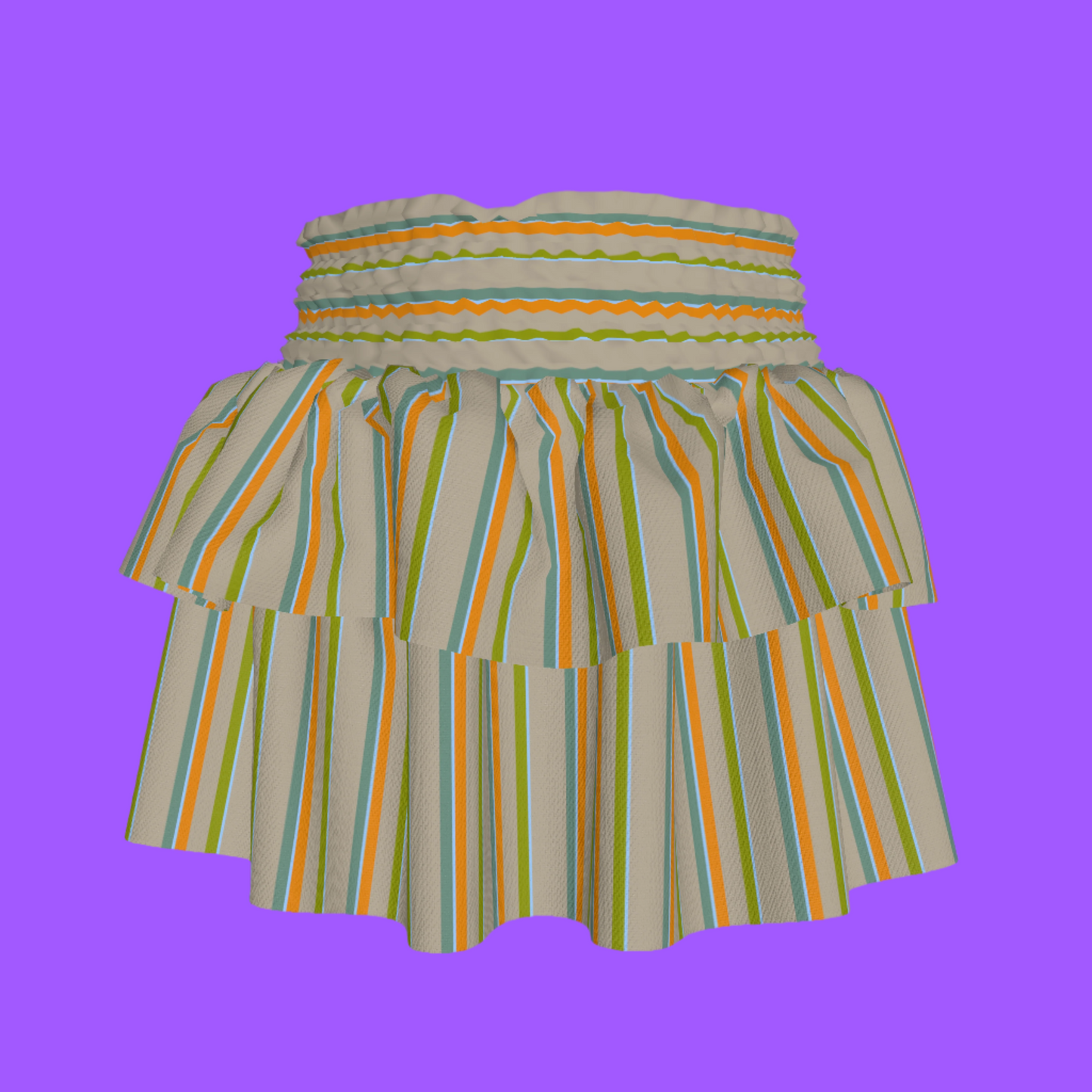 Kid's Smocked Skirt in Stripes Earthtones in Light Cotton Slub
