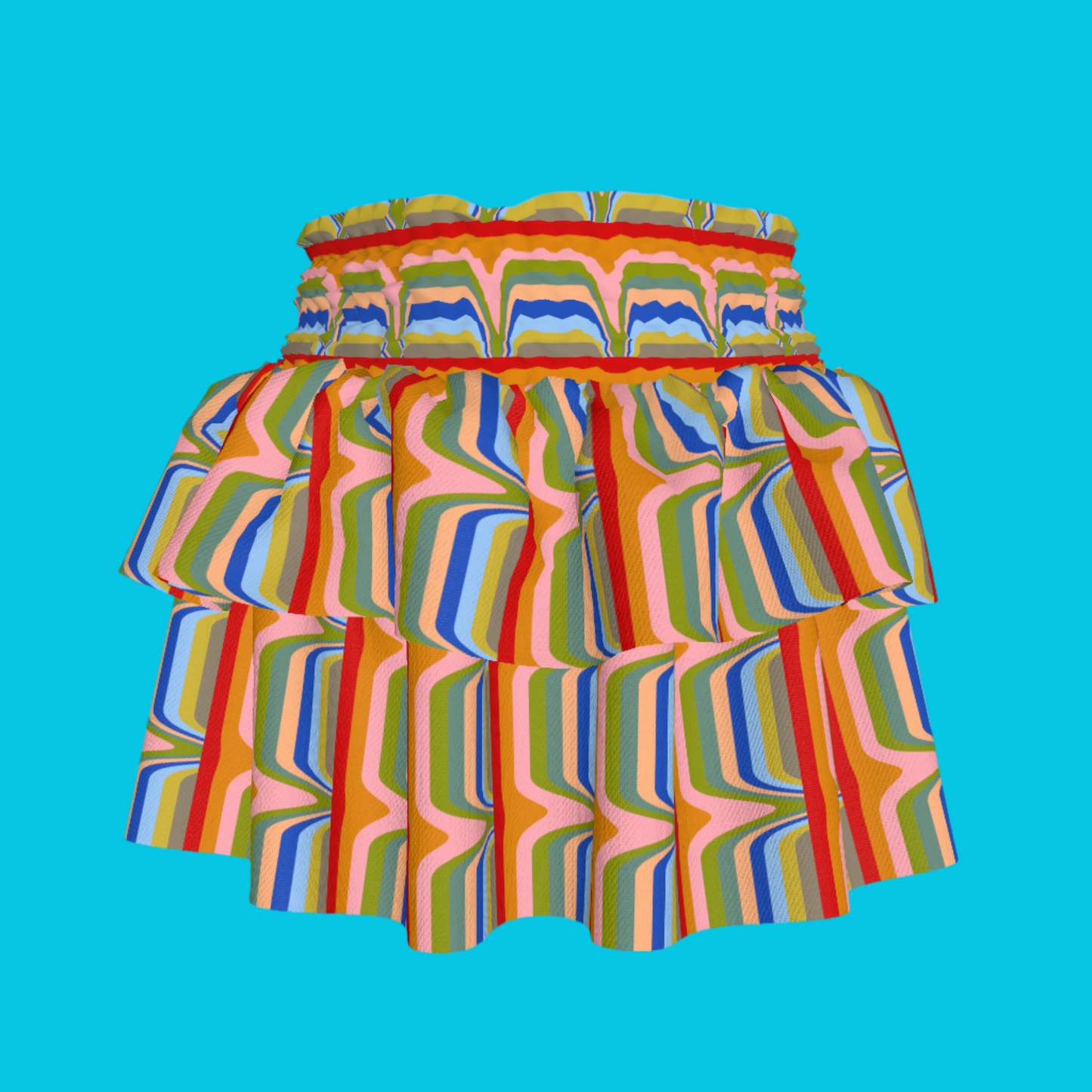 Kid's Smocked Skirt in Fun Retro in Light Cotton Slub