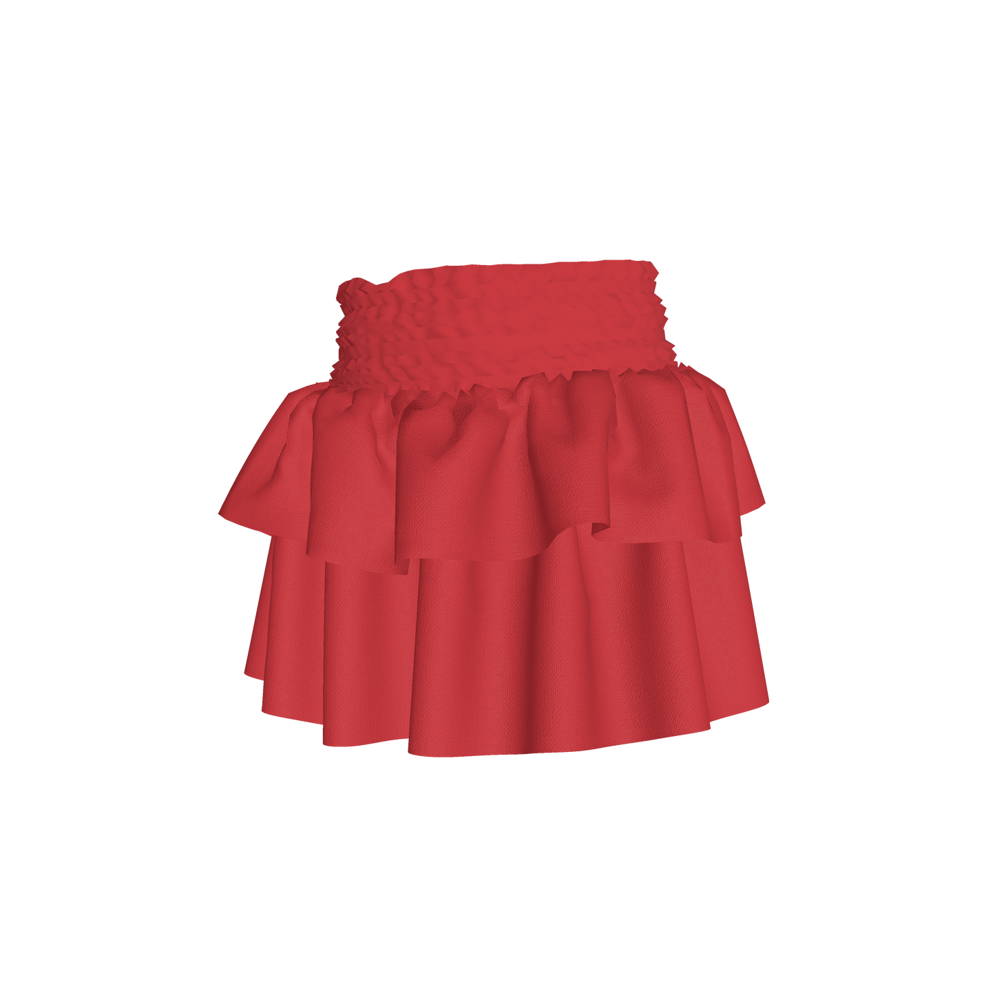 Smocked Ruffle Skirt in Solid Red
