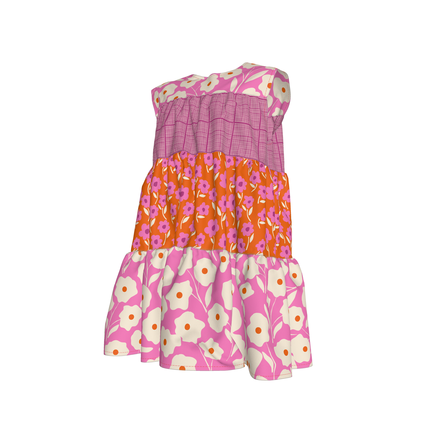 Pink Ruffle Dress with Lining
