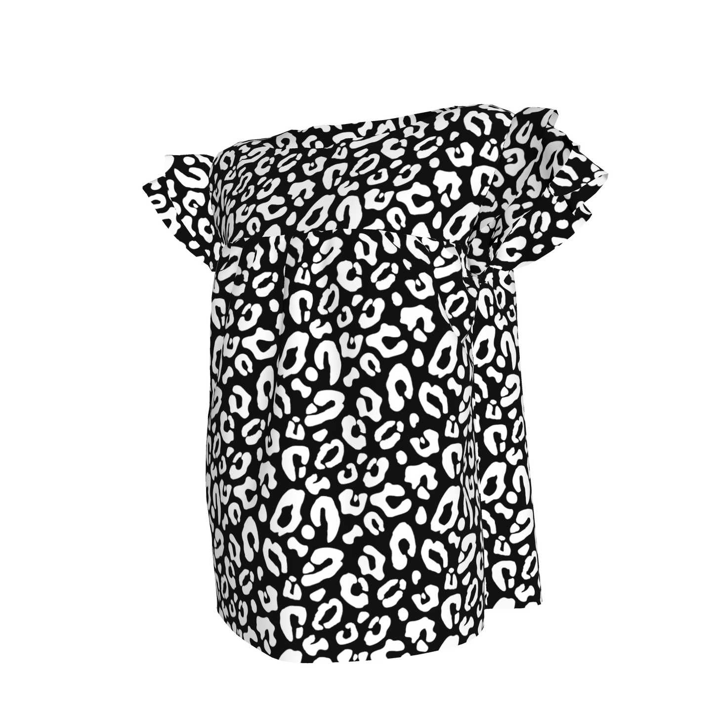 Kid's Ruffled Sleeve Top in Black Kitty Cat Dreamer