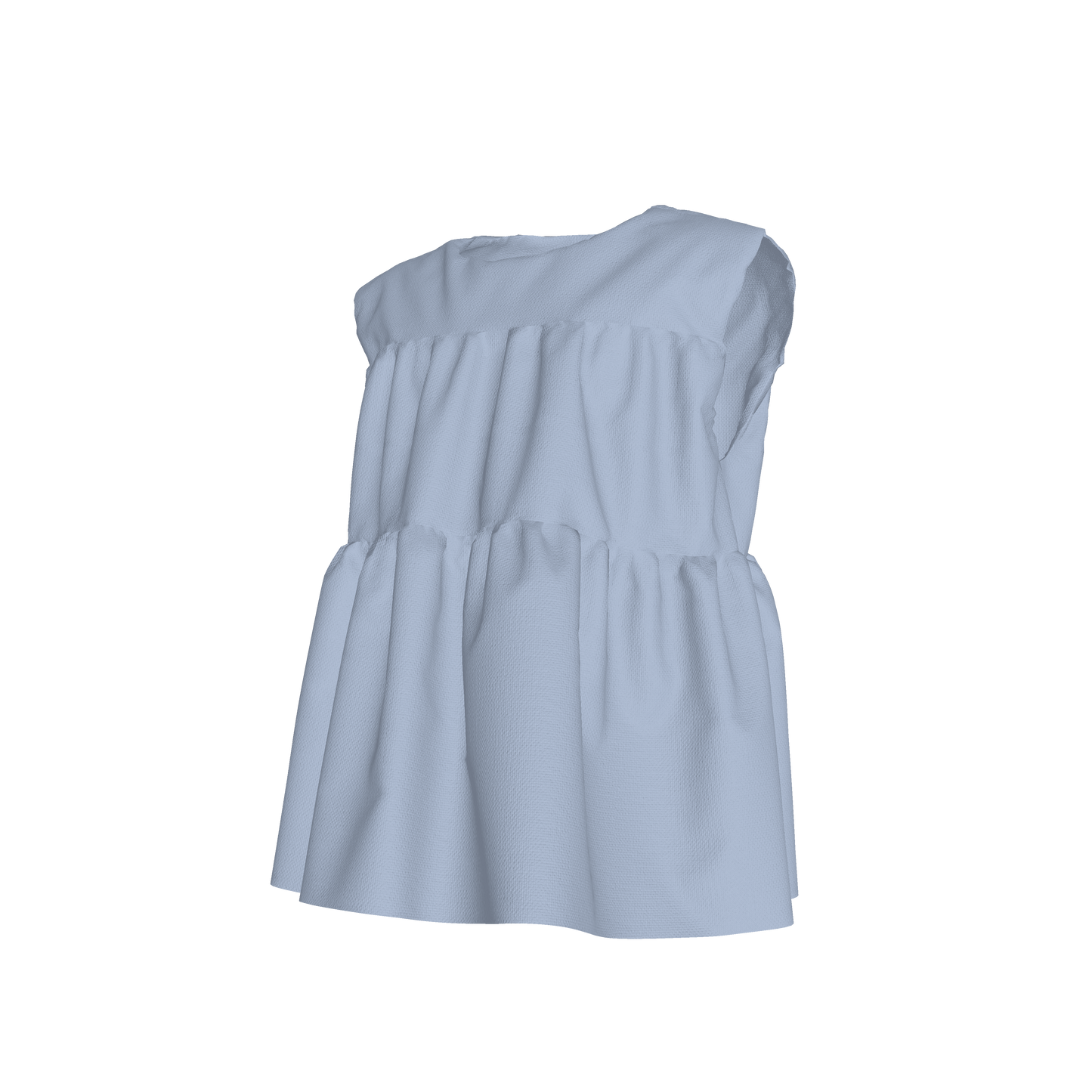 Sleeveless Ruffle Top in Solid Pastel Blue