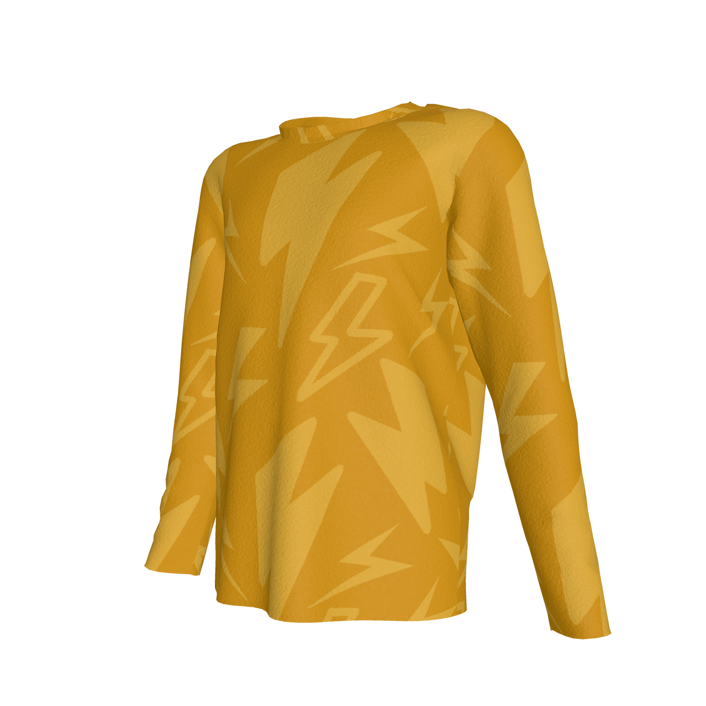Kid's Long Sleeve T-Shirt in Yellow Super Thunder in Cotton Spandex Lightweight Jersey