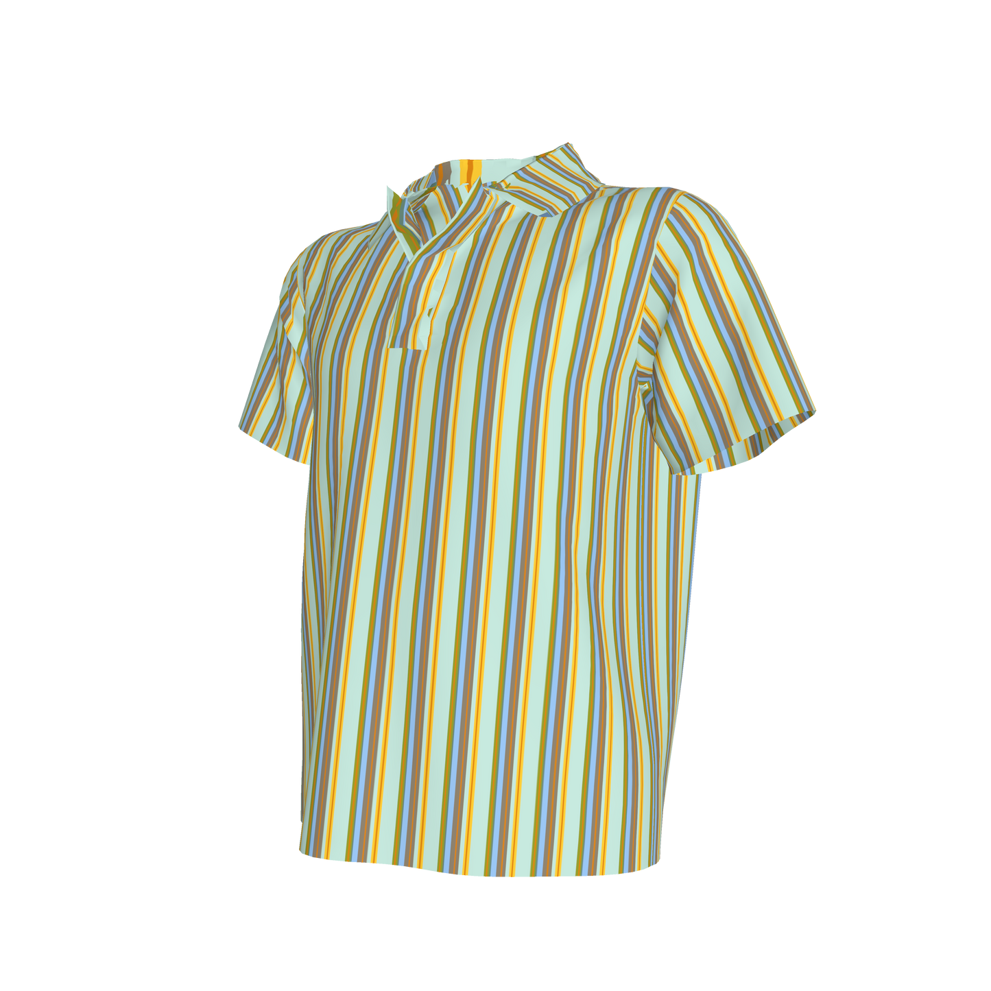 Kid's Polo in Stripes Light Blue & Orange in Organic Cotton Pique