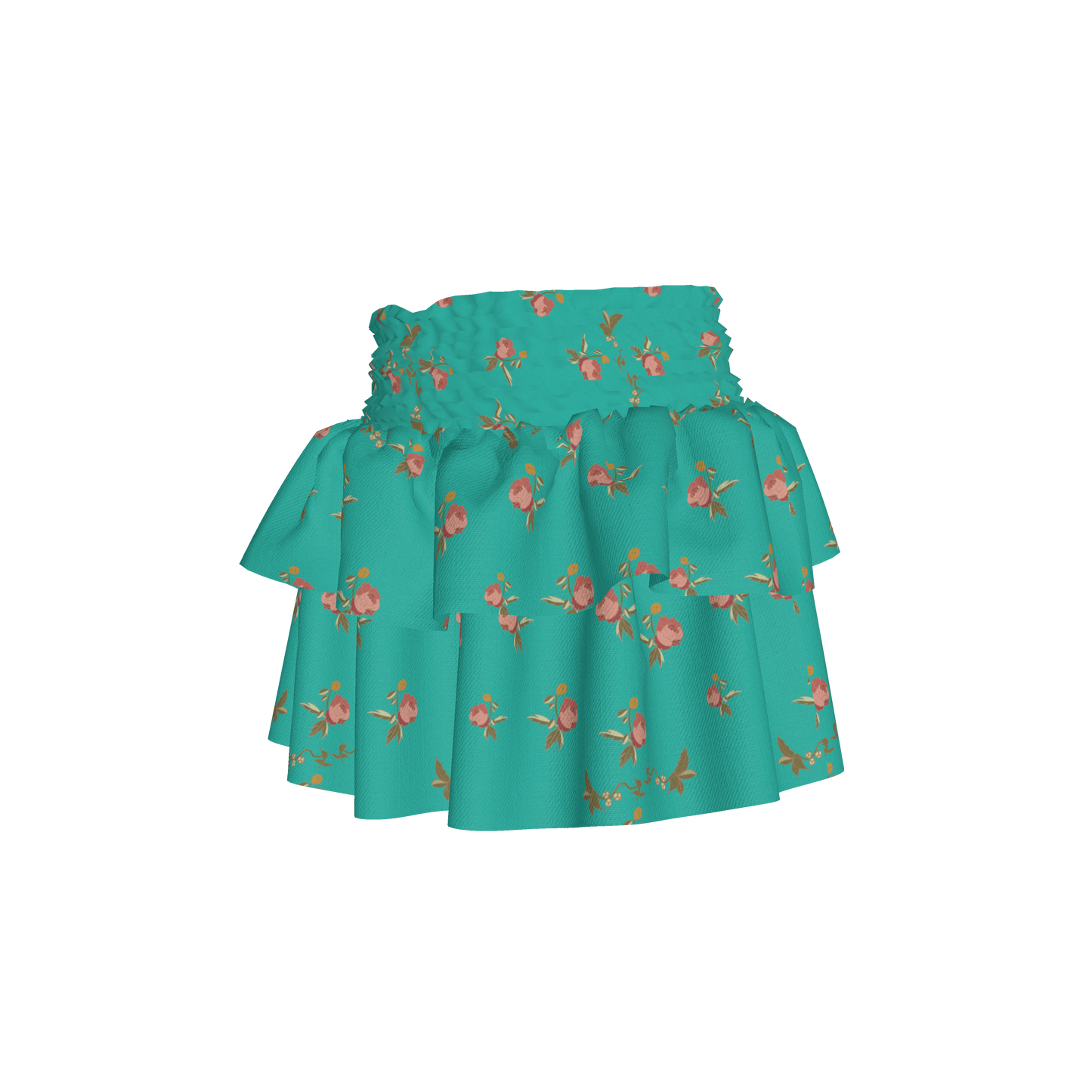 Kid's Smocked Skirt in Belle Bloom Bright Blue in Light Cotton Slub
