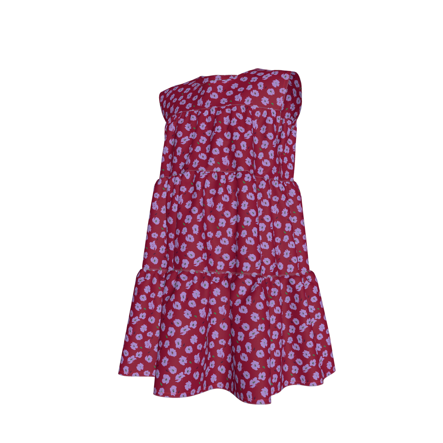 Kid's Ruffle Dress in Micro Purple Poppies