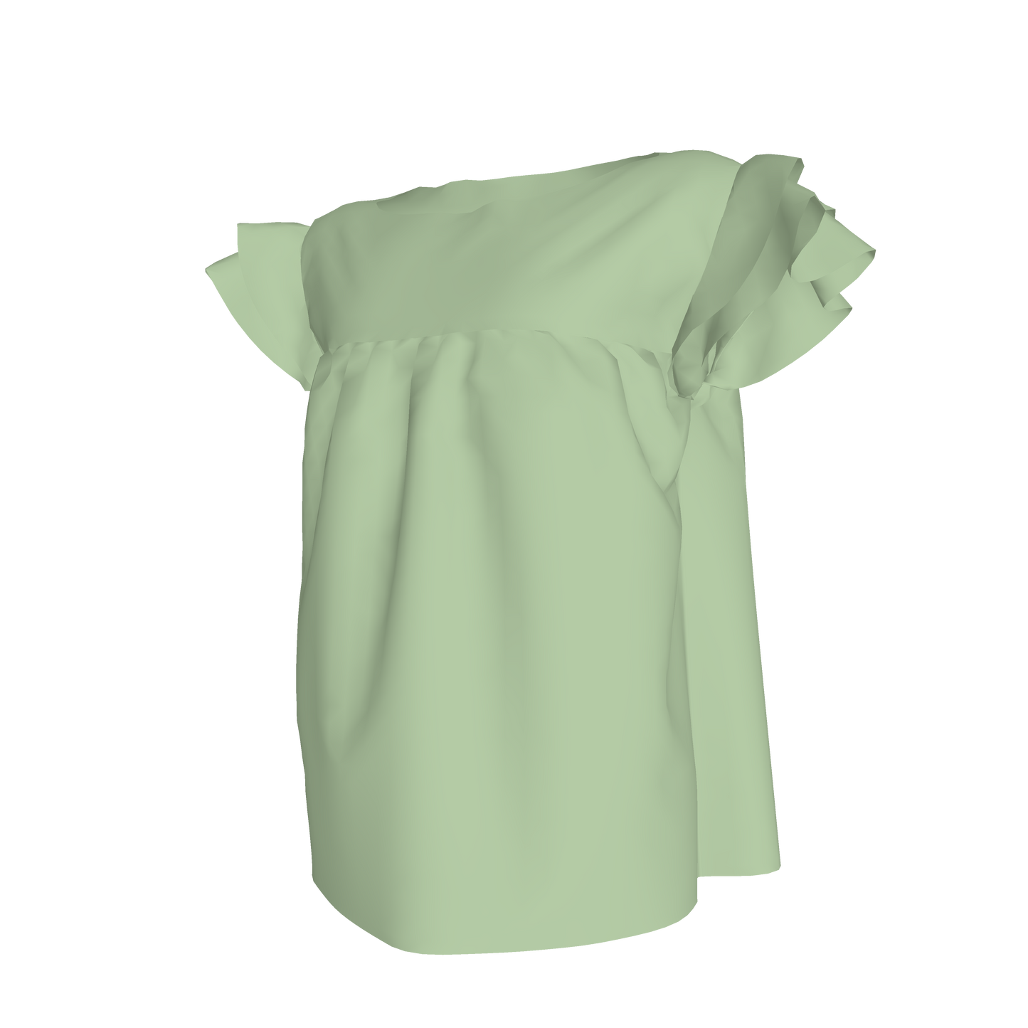 Ruffled Sleeve Top in Solid Pastel Green