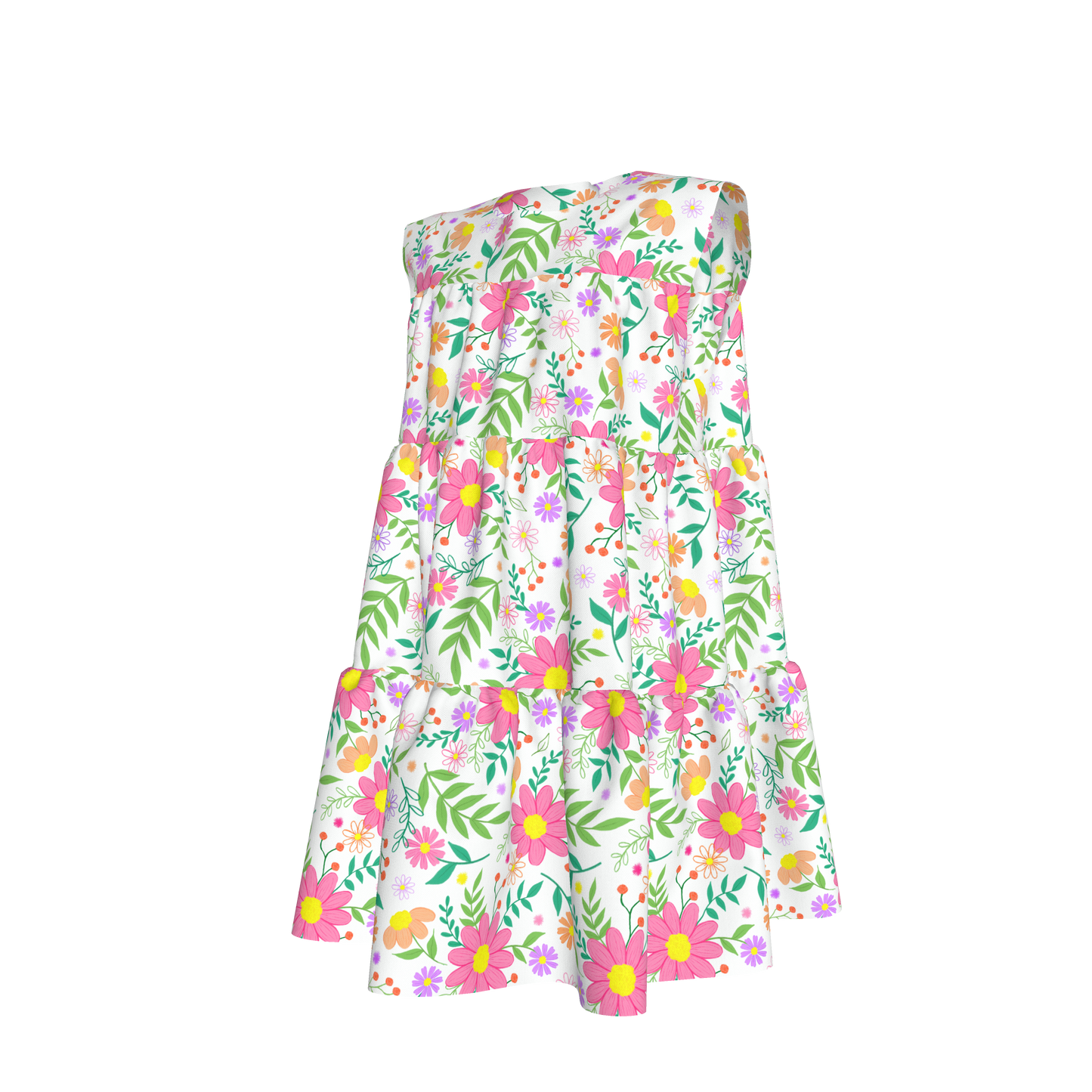 Bright Floral Ruffled Dress