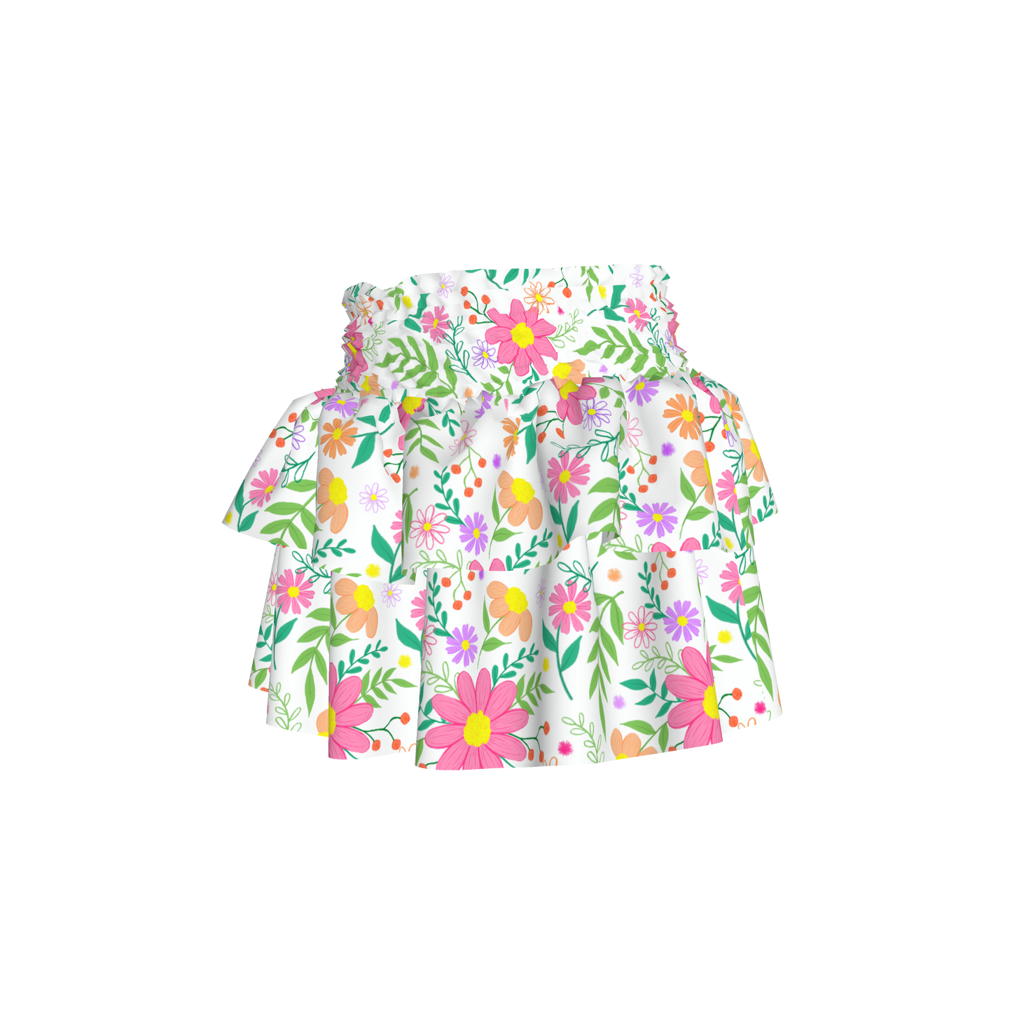 Bright Floral Ruffled Skirt