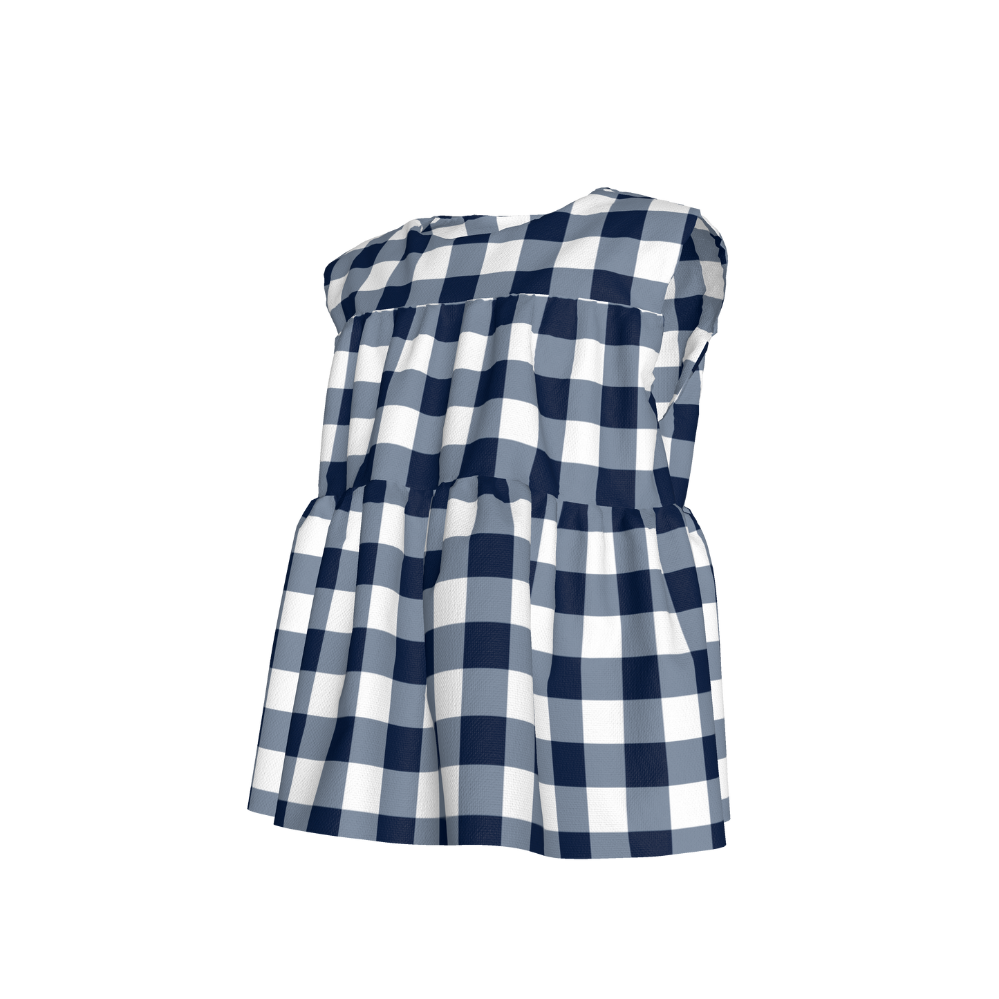 Sleeveless Ruffle Top in Navy Gingham