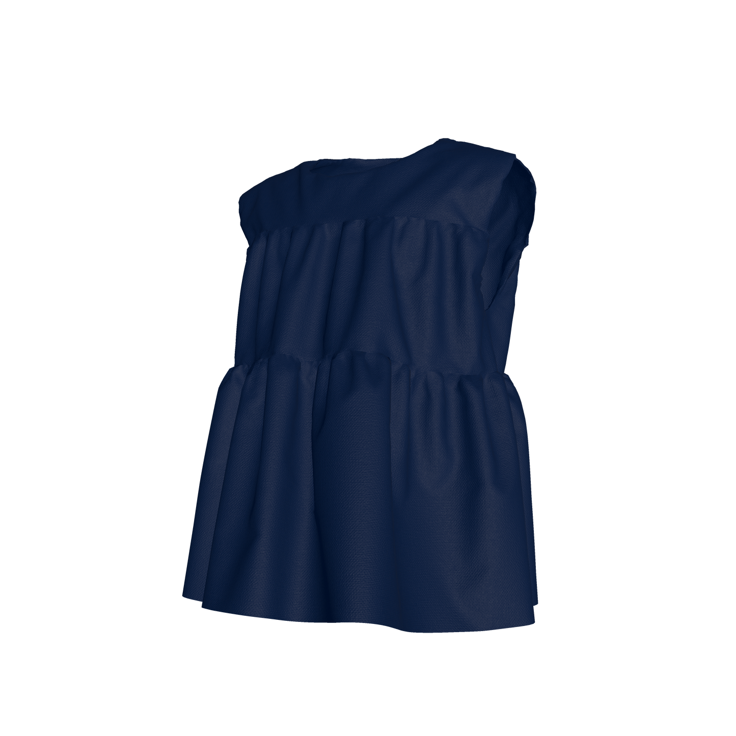 Sleeveless Ruffle Top in Solid Navy