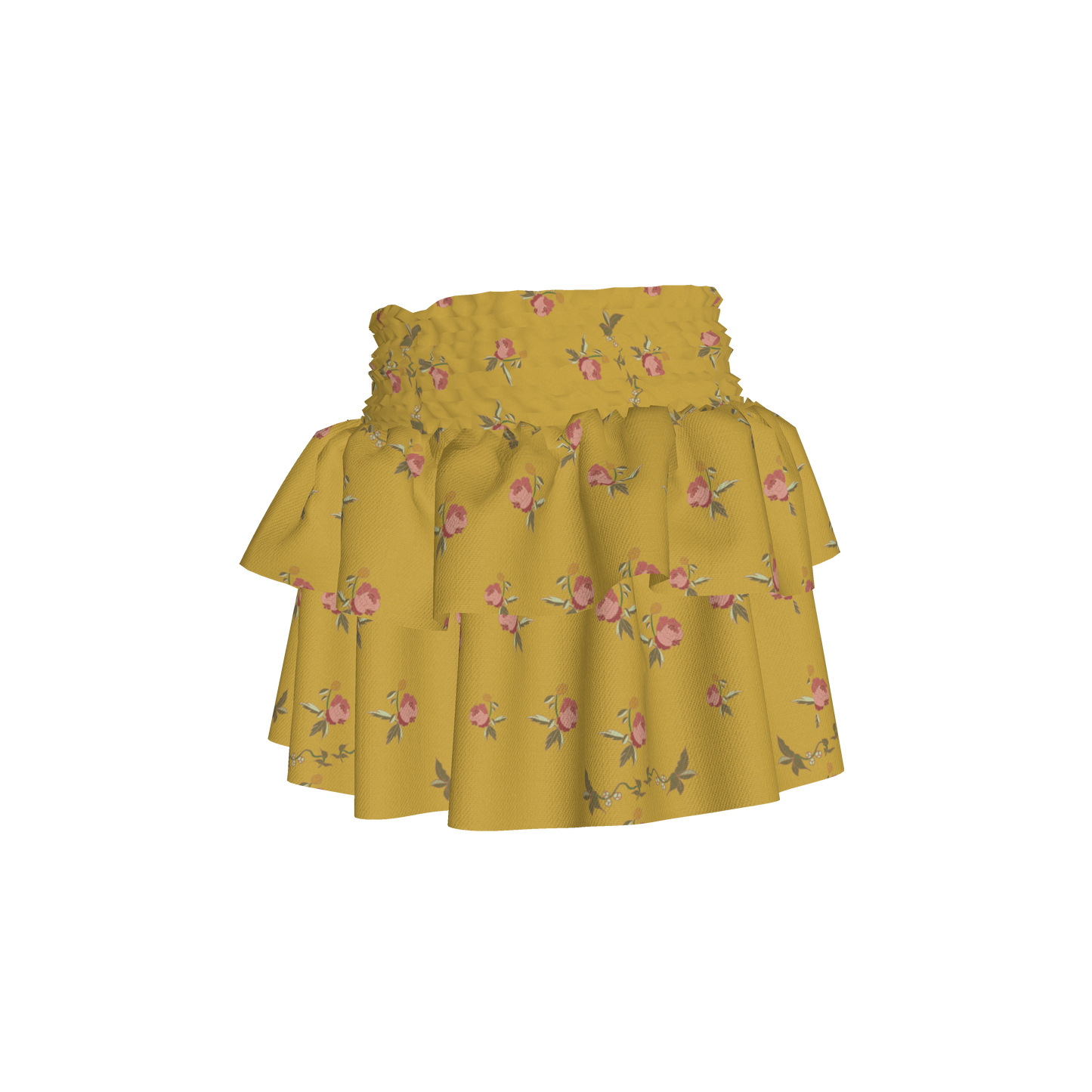 Kid's Smocked Skirt in Belle Bloom Yellow in Light Cotton Slub