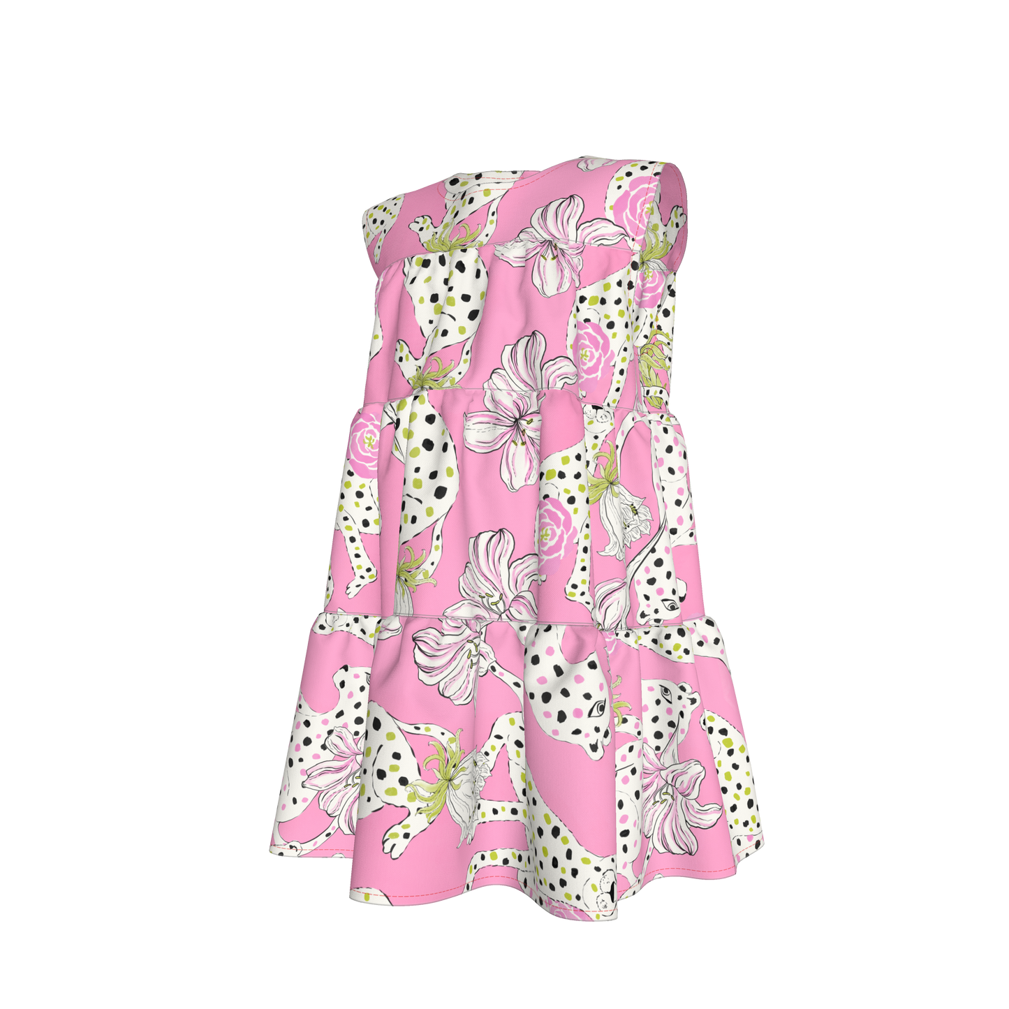 Kid's Ruffle Dress in Sketching Summer Pink