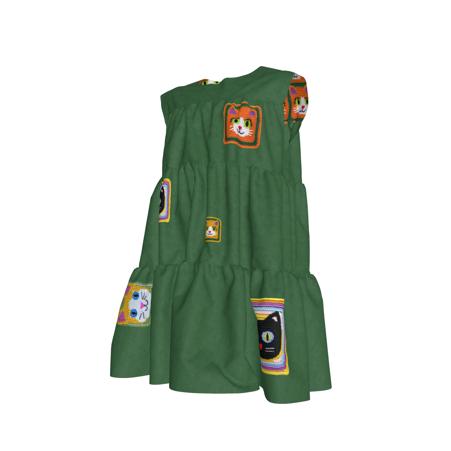 Cat Crochet Dress in Forest