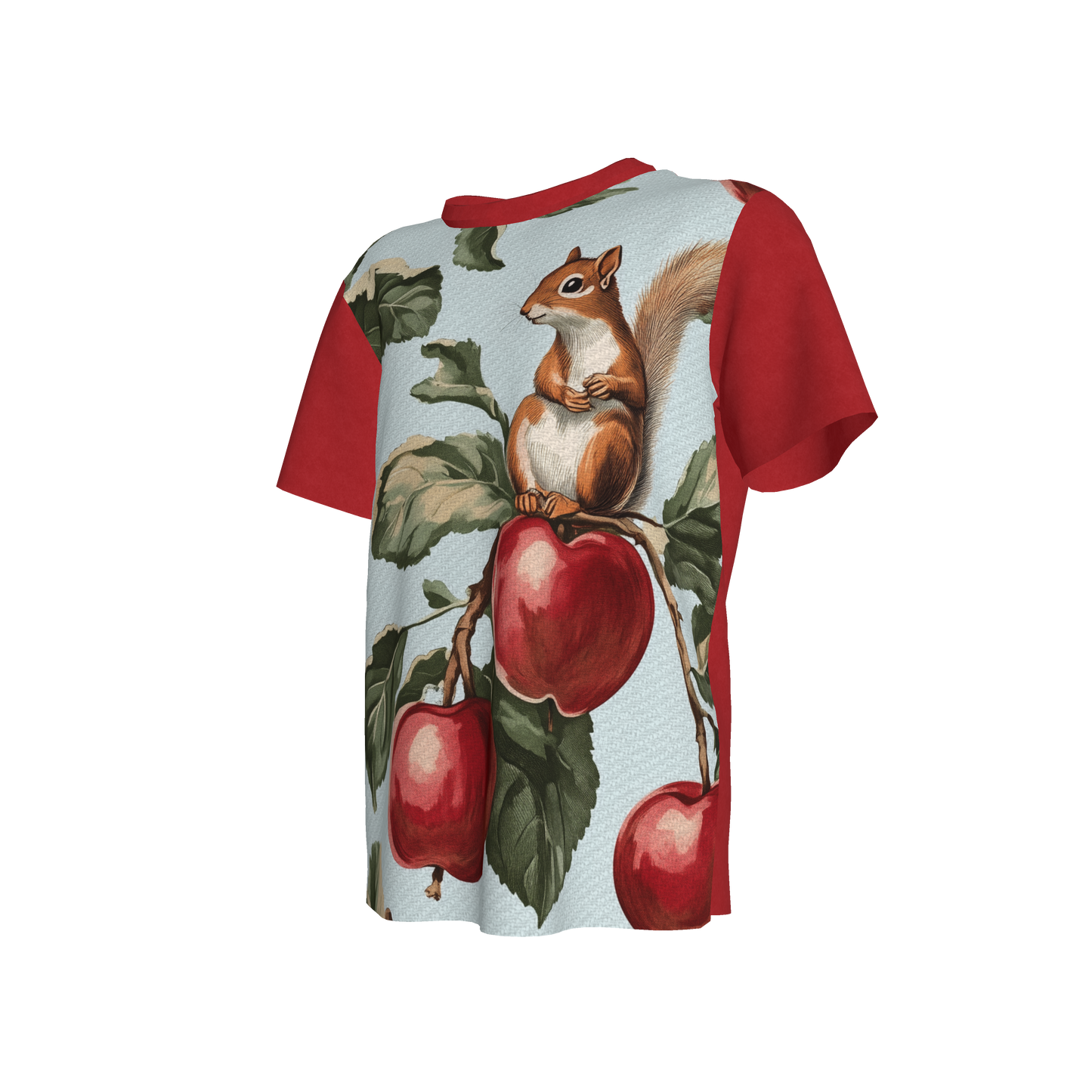 Apple Tree & Squirrel Tee in Red