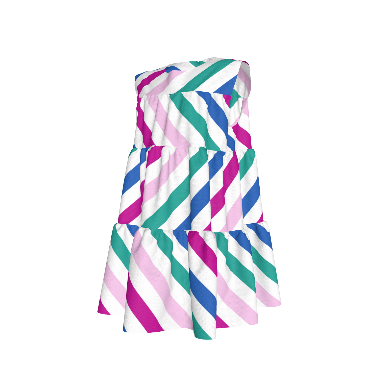 Spring Stripes Ruffle Dress With Lining