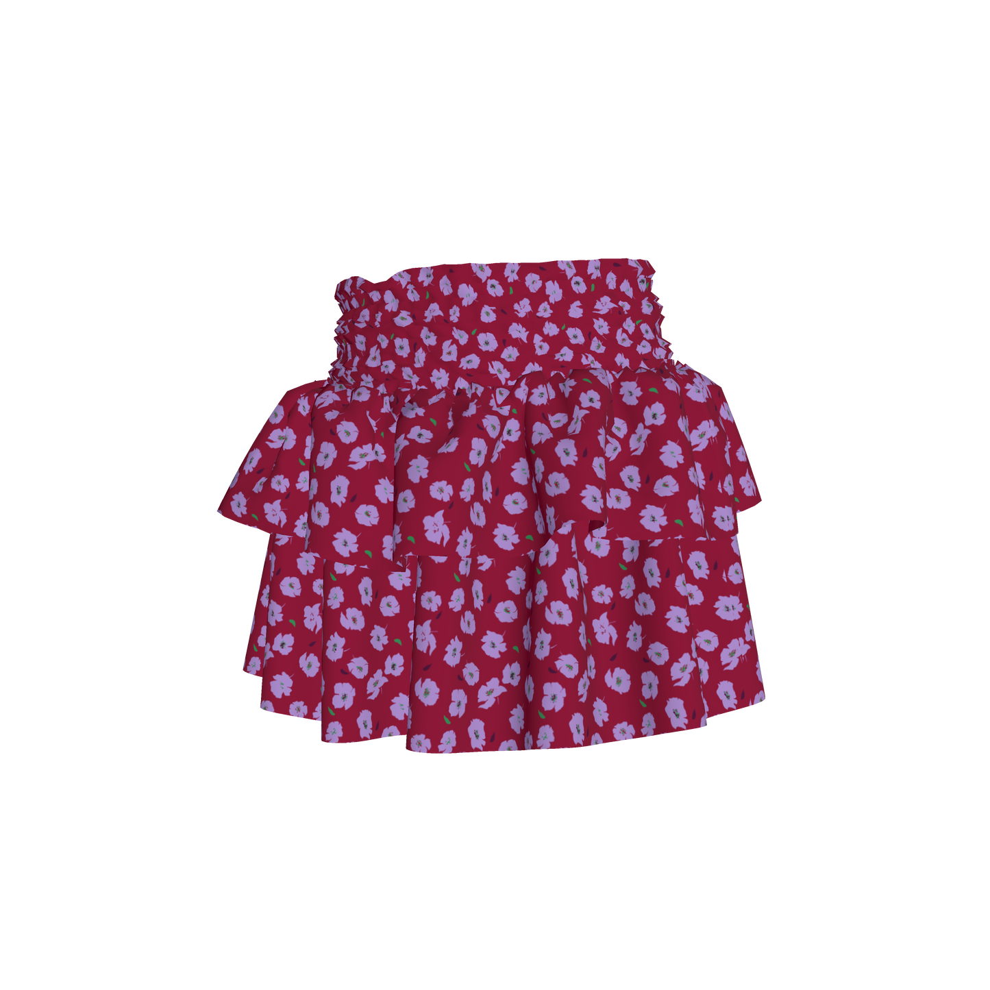 Kid's Smocked Ruffle Skirt in Micro Purple Poppies