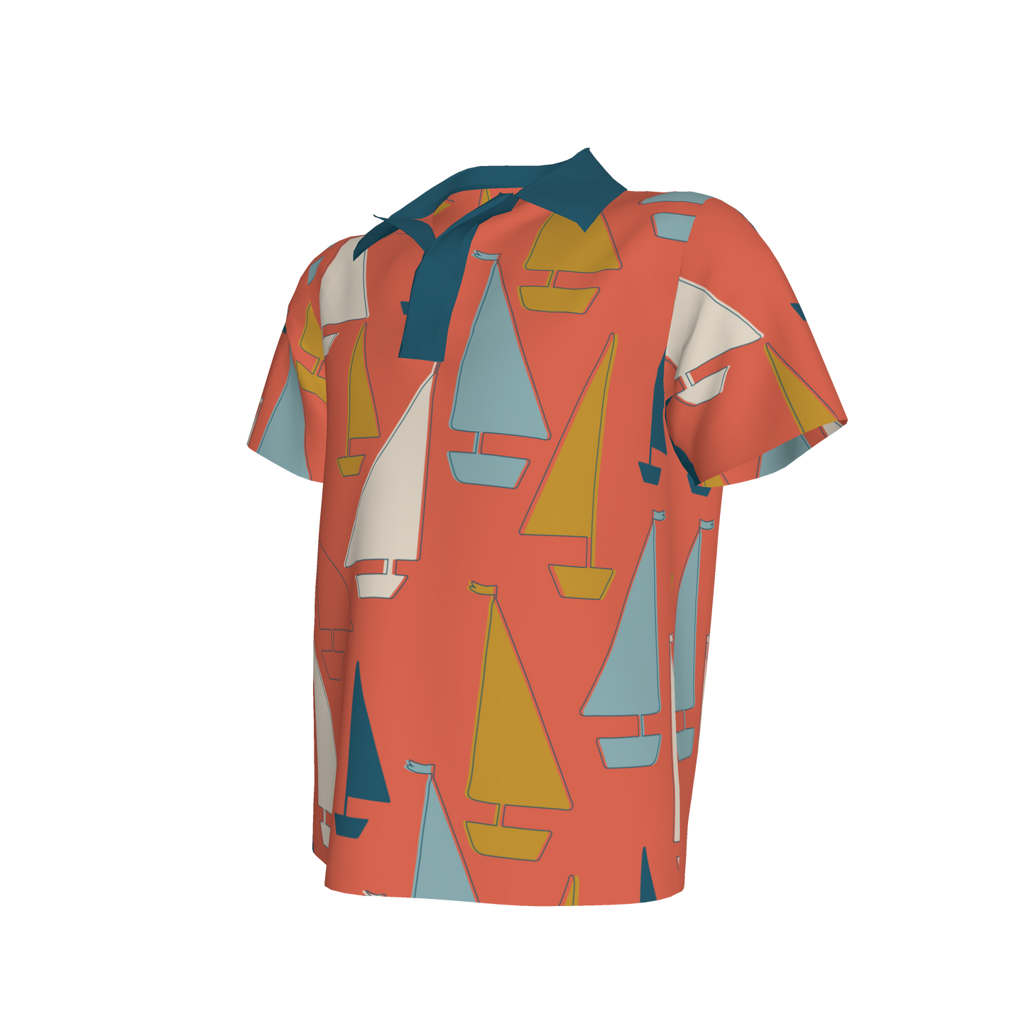 Tomato Red Sailboats Polo