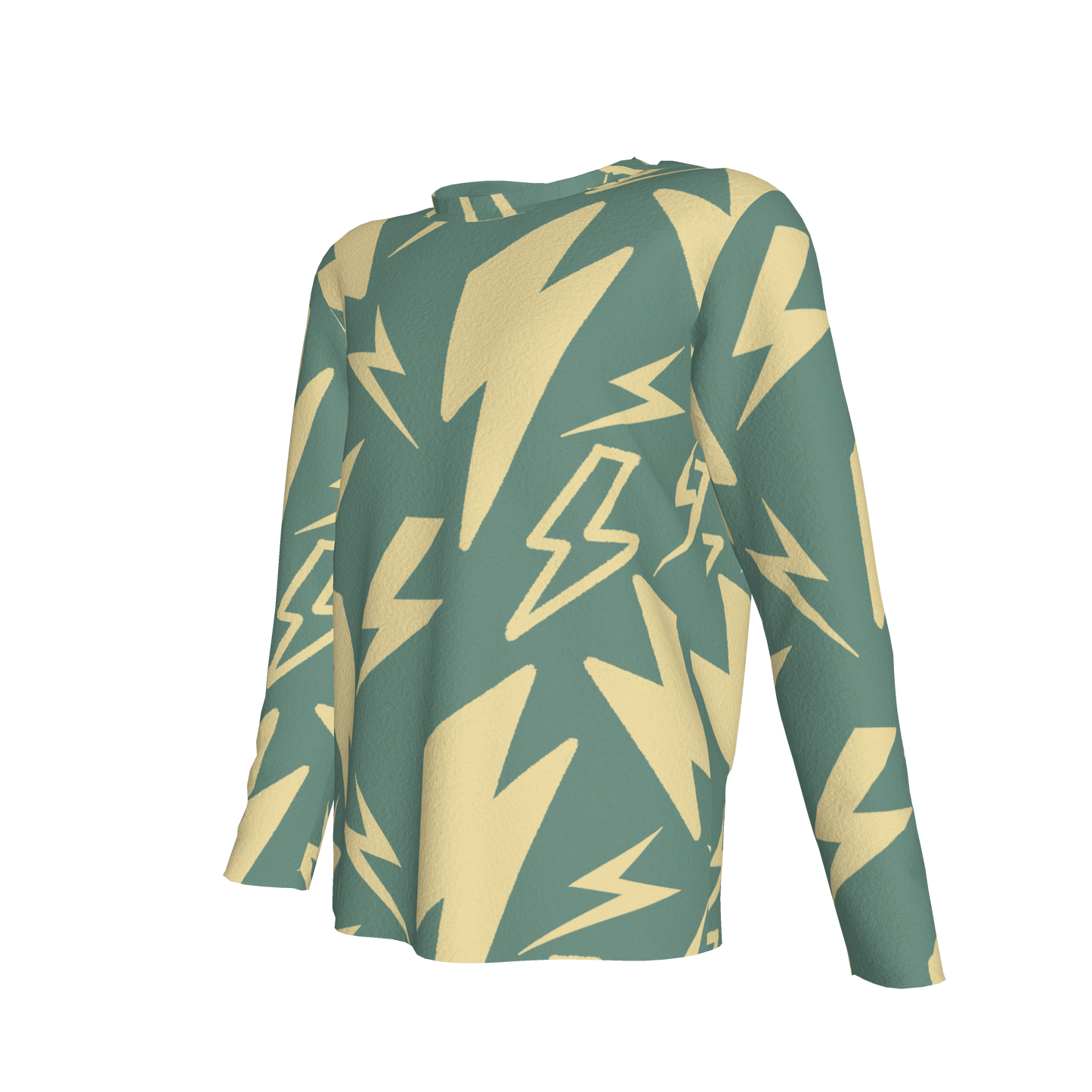 Kid's Long Sleeve T-Shirt in Acqua Super Thunder in Cotton Spandex Lightweight Jersey