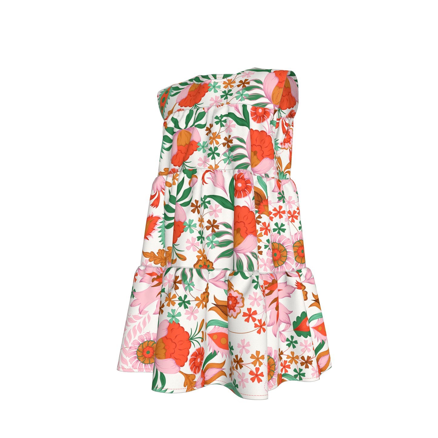 Kid's Ruffle Dress in Ecru Dutch Blossoms