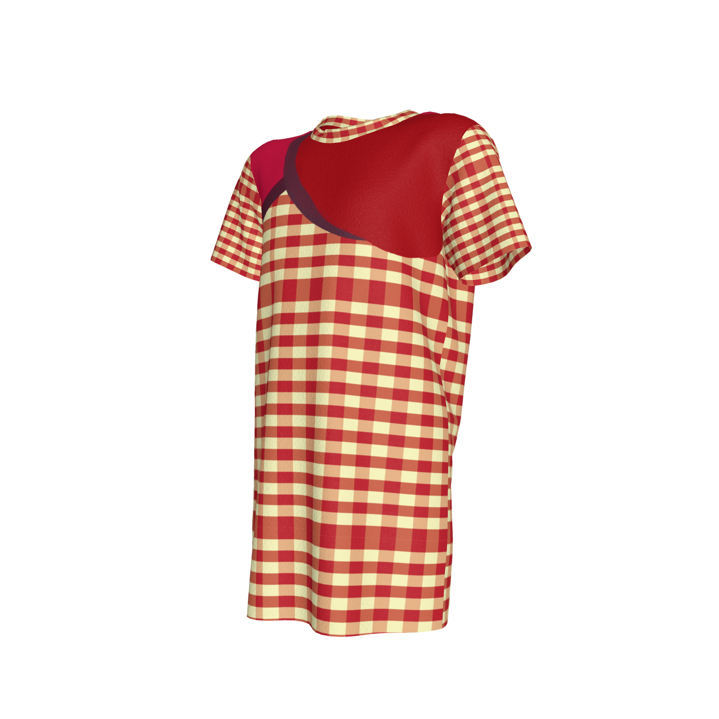 Yellow & Red Gingham T-shirt Dress