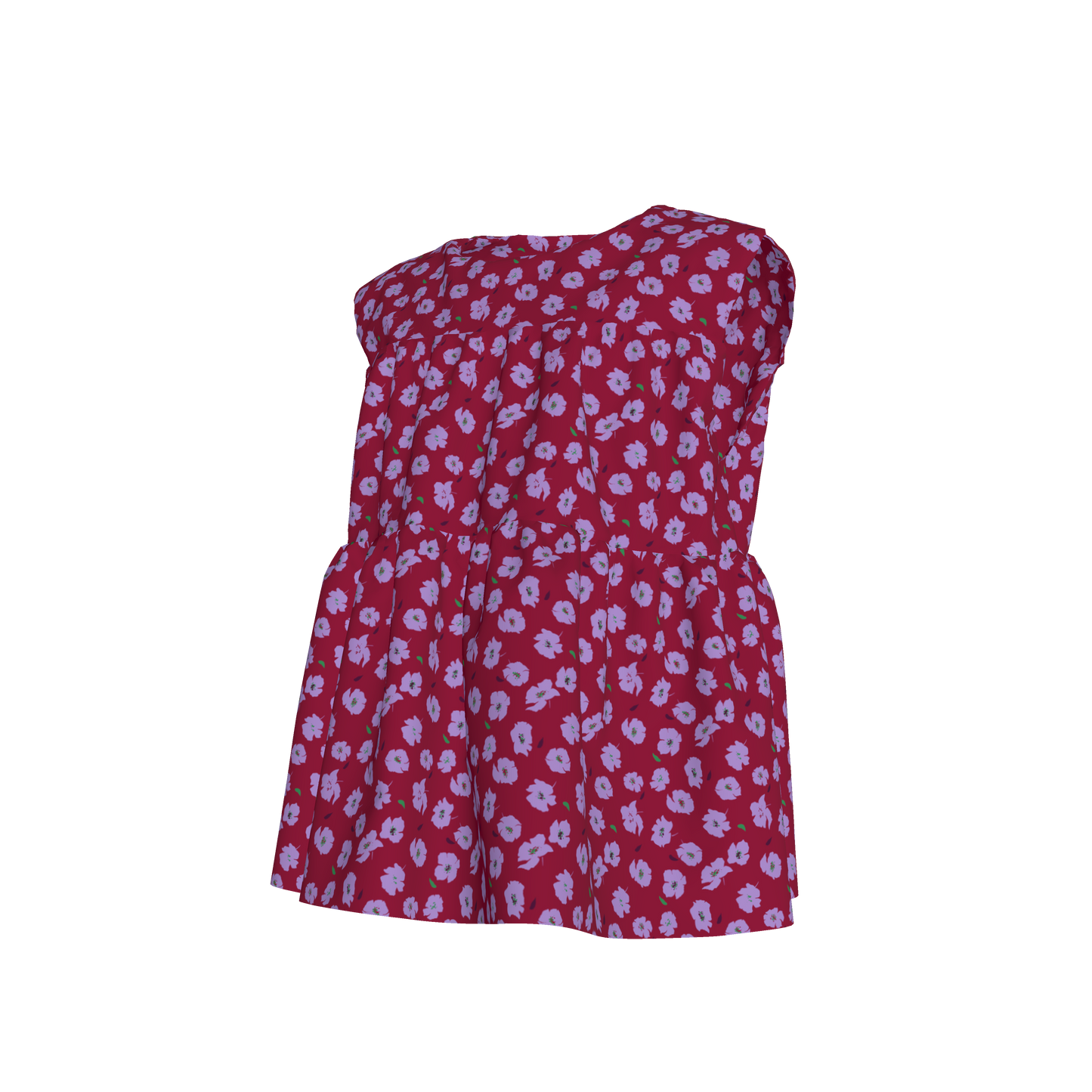 Kid's Sleeveless Ruffle Top in Micro Purple Poppies