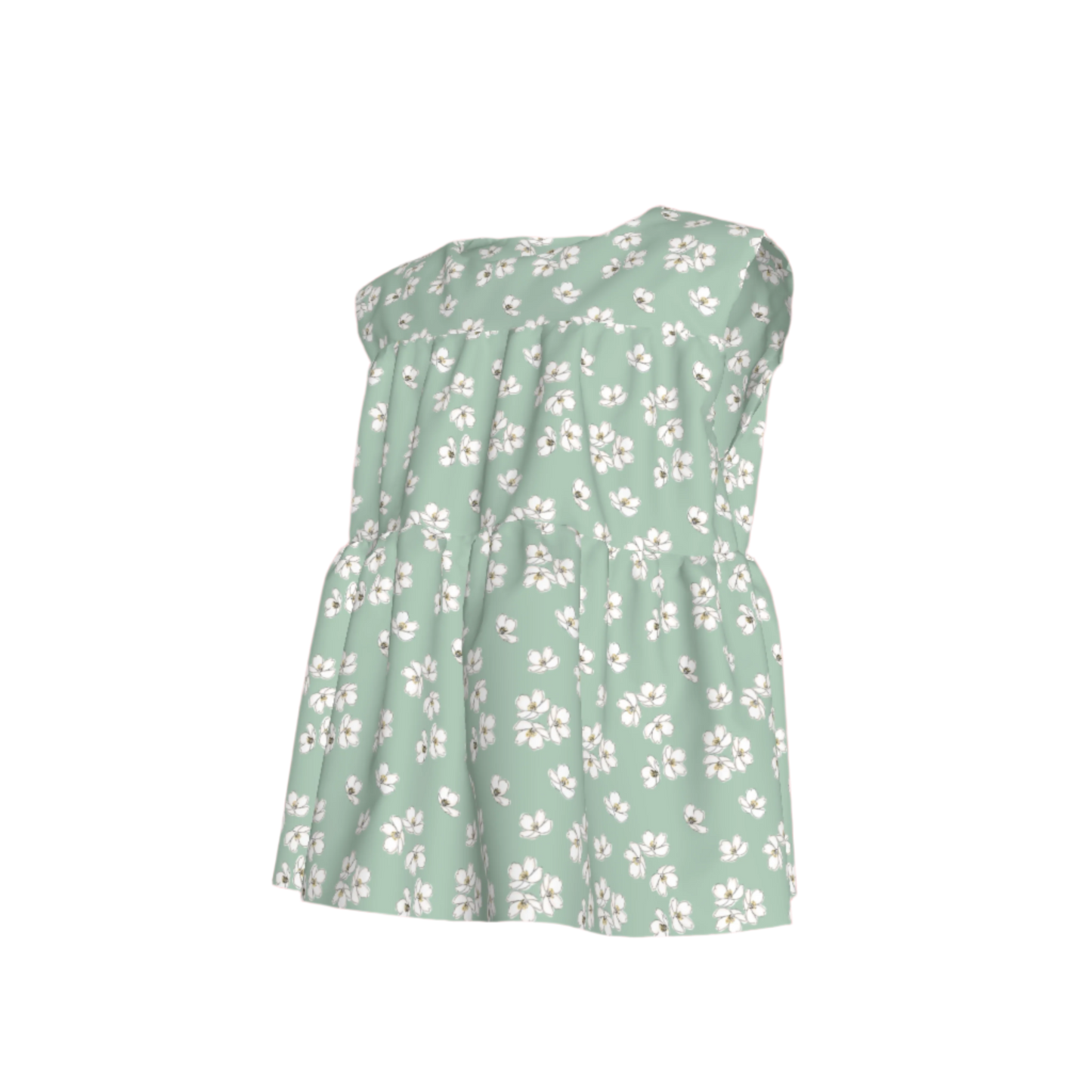 Kid's Sleeveless Ruffle Top in Sage Primrose