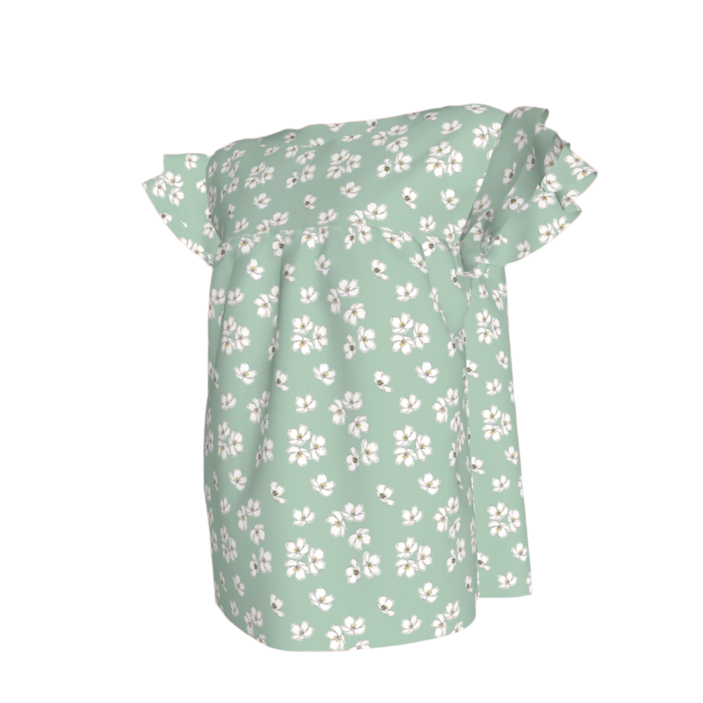 Kid's Ruffled Sleeve Top in Sage Primrose