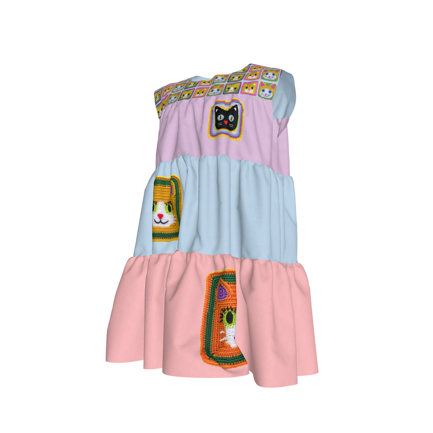 Meowsville Dress in Ice Cream