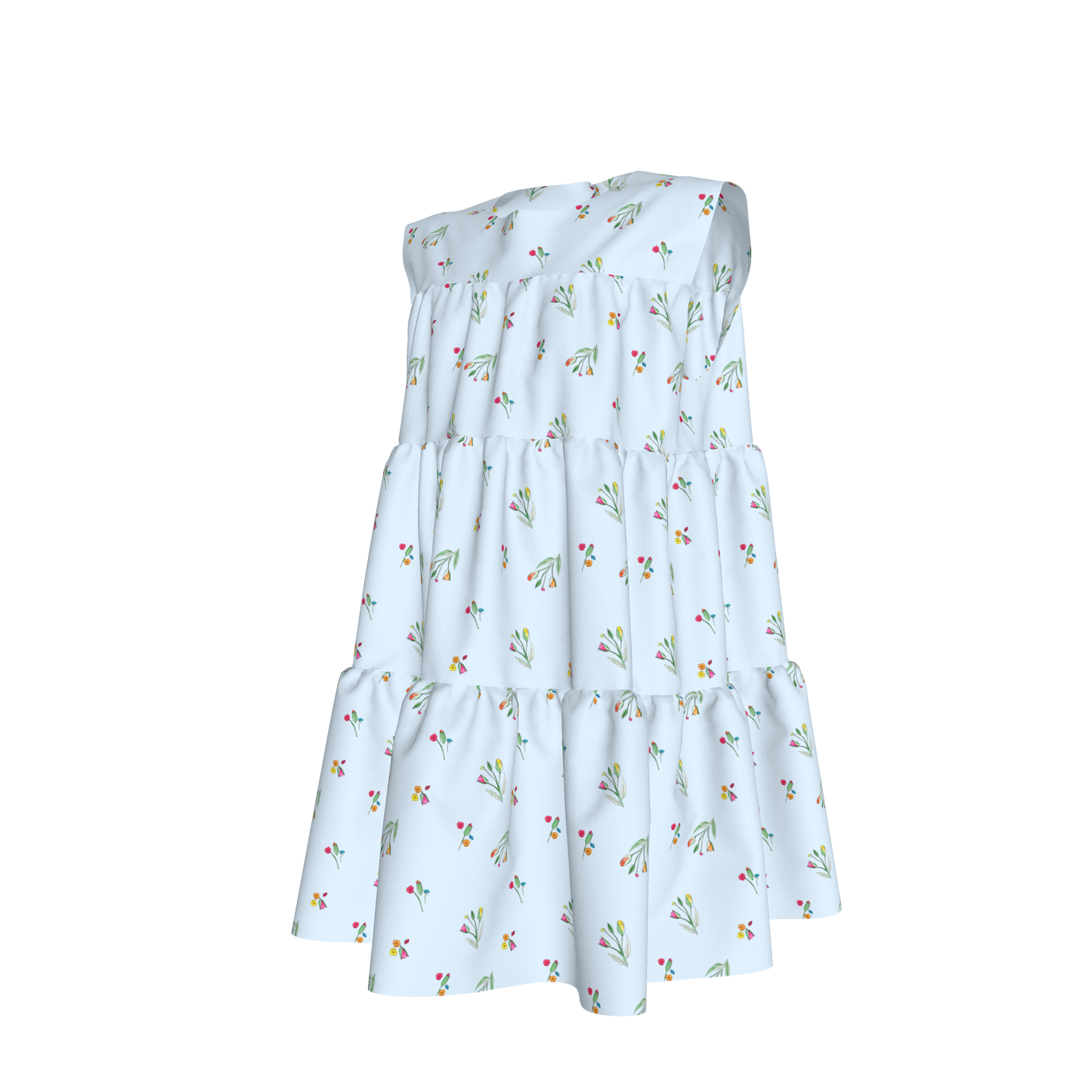 Kid's Ruffle Dress With Lining in Sky Blue