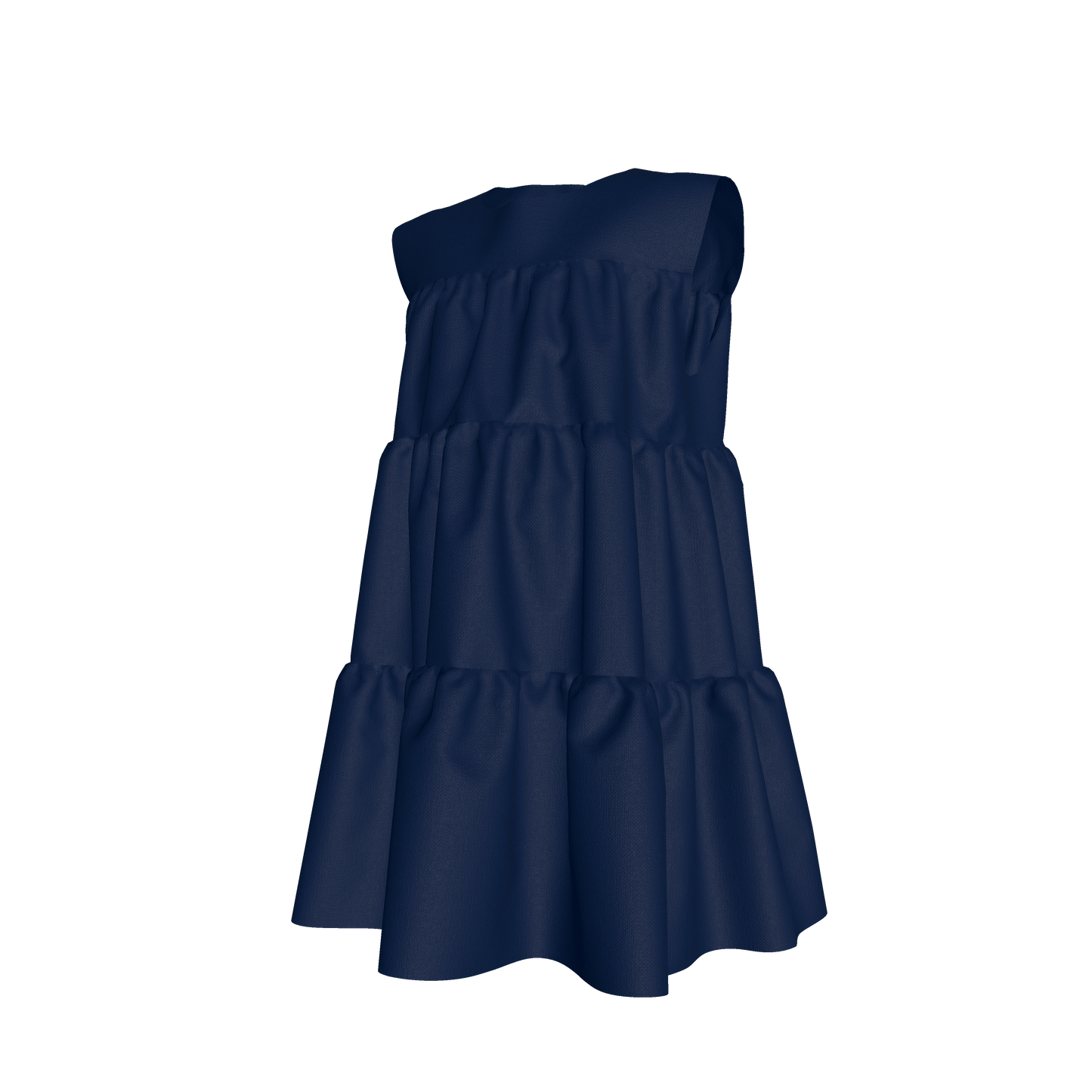 Ruffle Dress without Lining in Solid Blue Gingham