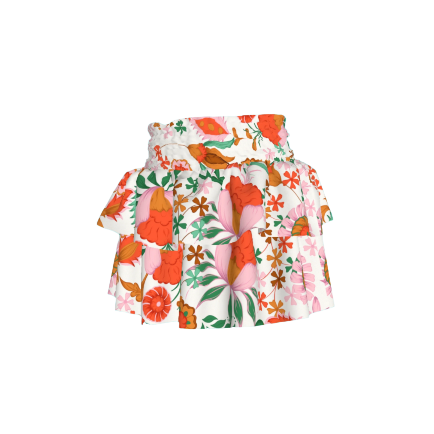 Kid's Smocked Skirt in Ecru Dutch Blossom