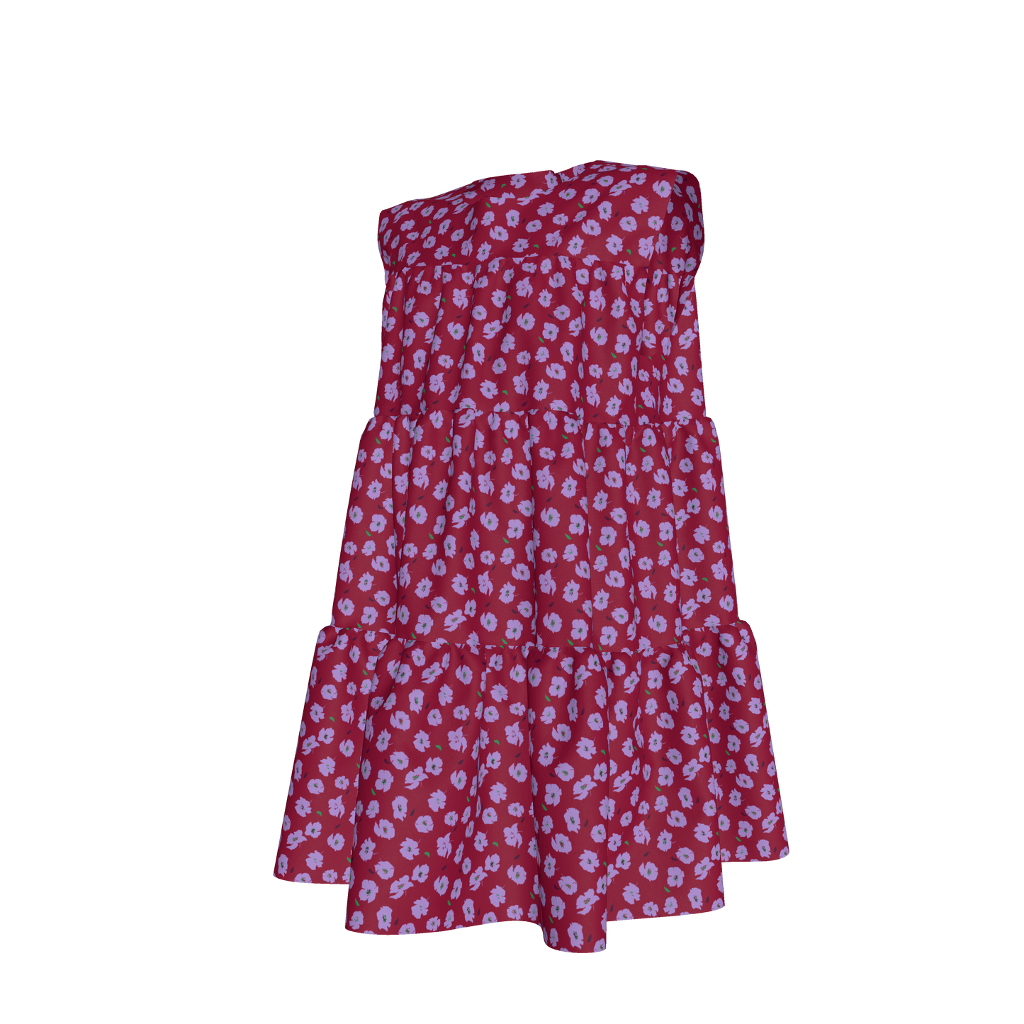 Kid's Ruffle Dress With Lining in Micro Purple Poppies