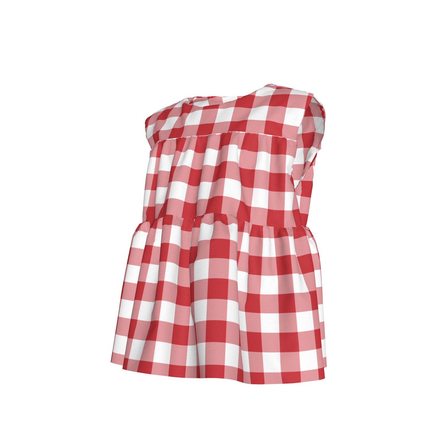 Sleeveless Ruffle Top in Red Gingham