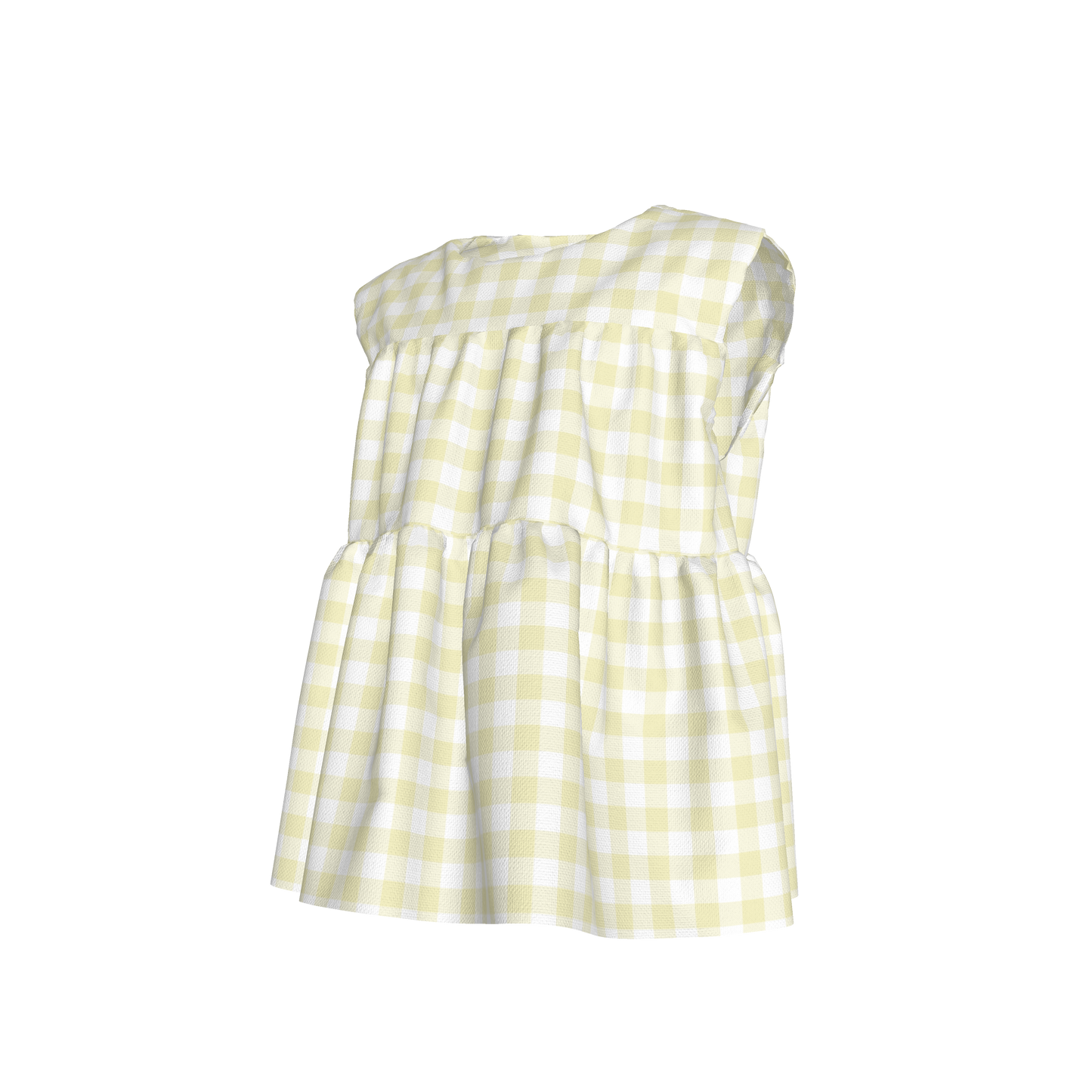 Sleeveless Ruffle Top in Pastel Yellow Gingham