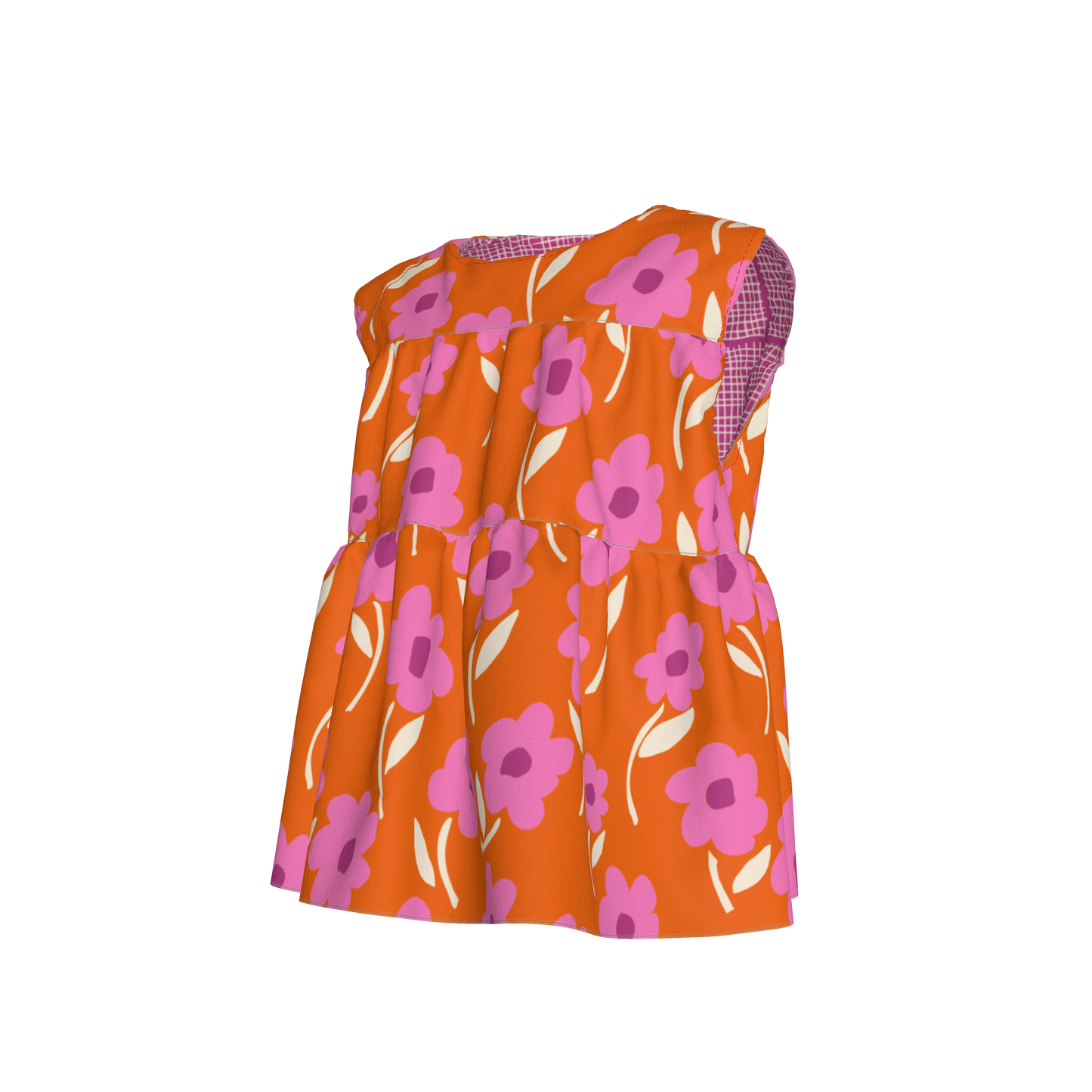 Orange Sleeveless Ruffle Top