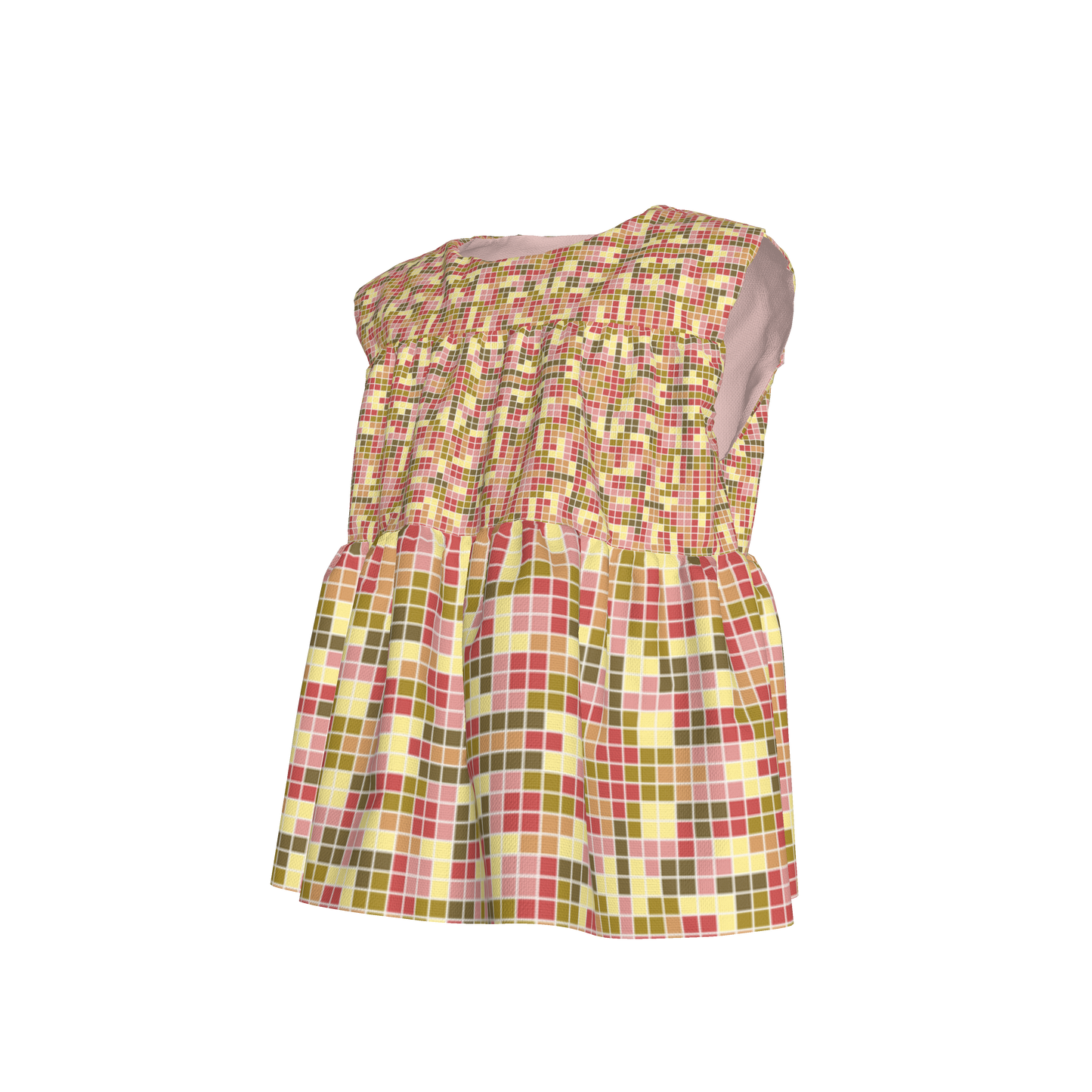 Pixel Sleeveless Ruffled Top