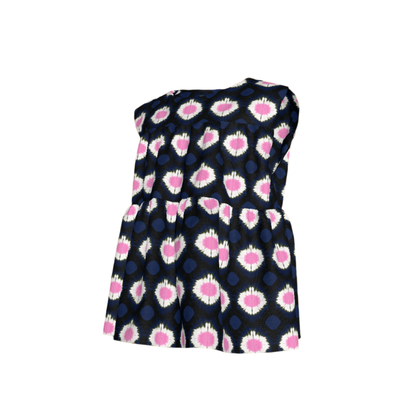 Kid's Sleeveless Ruffle Top in Ink Tie Dye