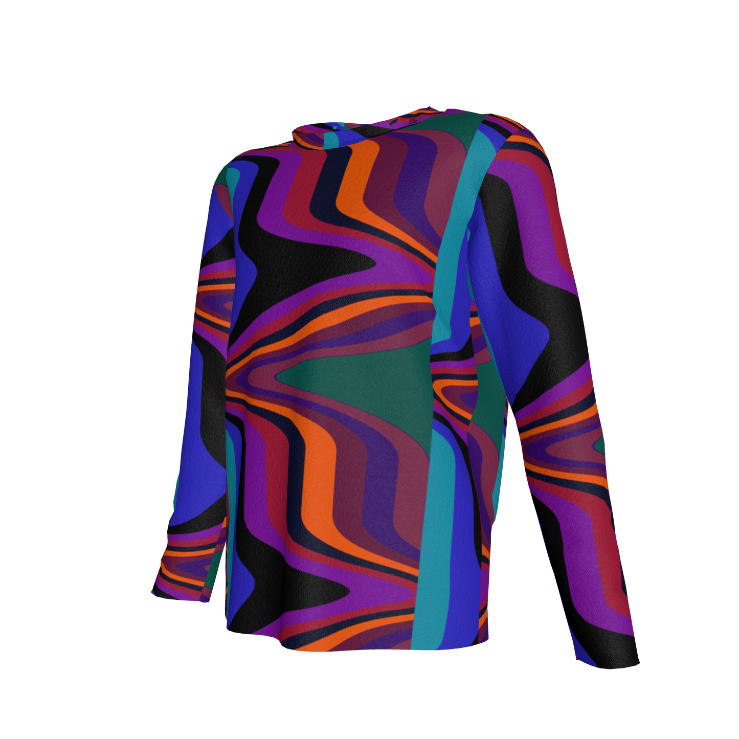 Kid's Long Sleeve T-Shirt in Fun Retro Purple in Cotton Spandex Lightweight Jersey