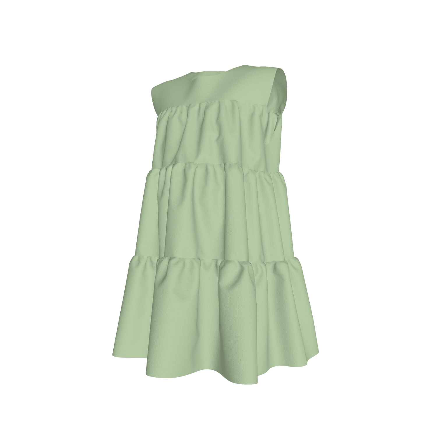 Ruffle Dress without Lining in Solid Pastel Green