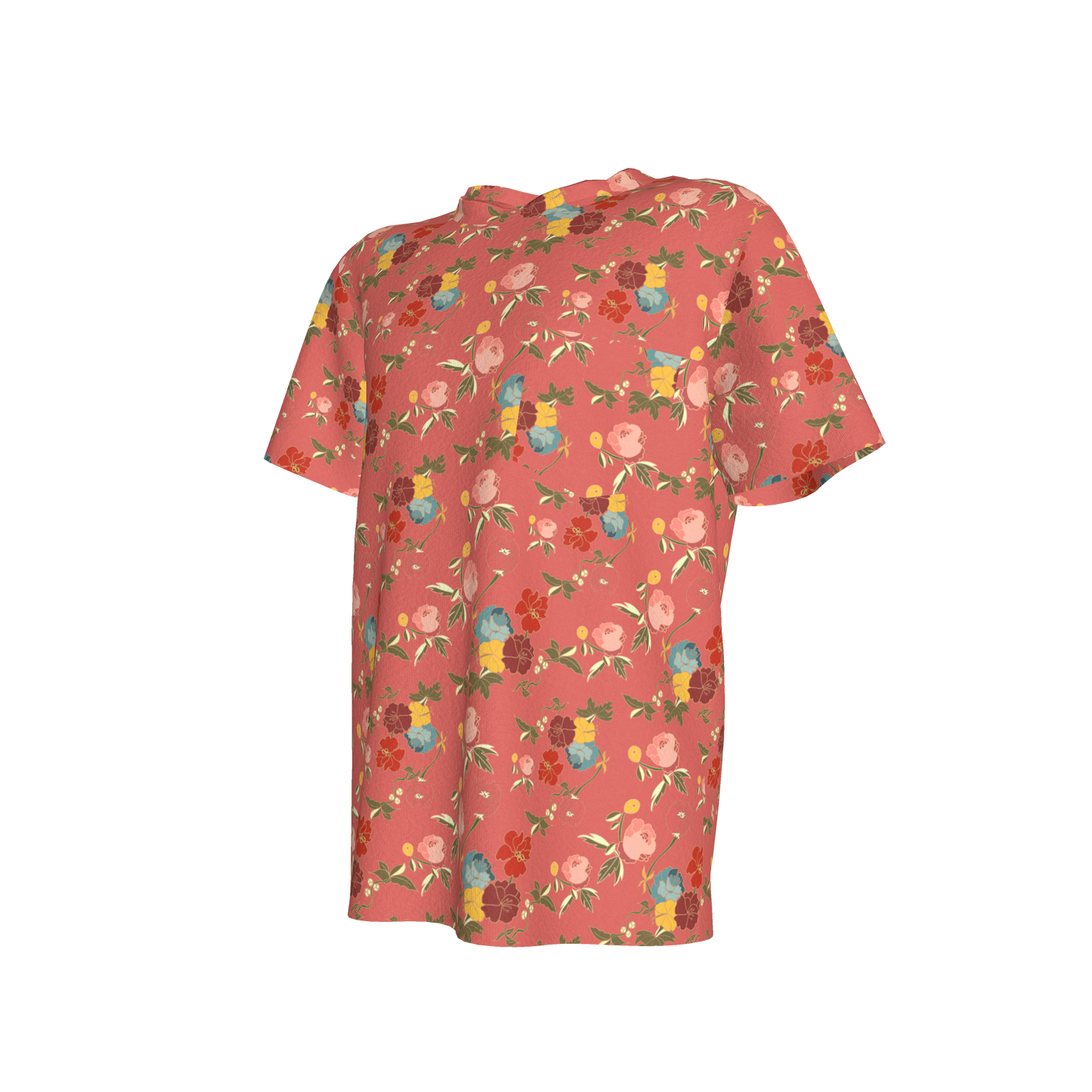 Kid's Pocket T-Shirt in Belle Flowers Pink in Cotton Spandex Lightweight Jersey