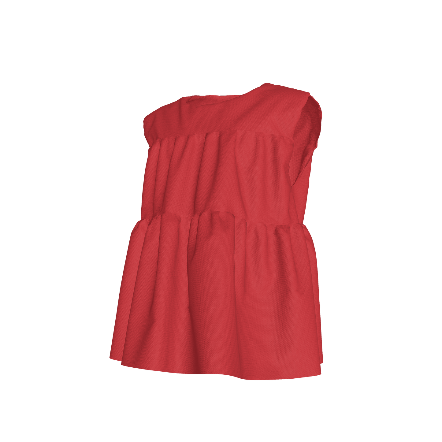 Sleeveless Ruffle Top in Solid Red