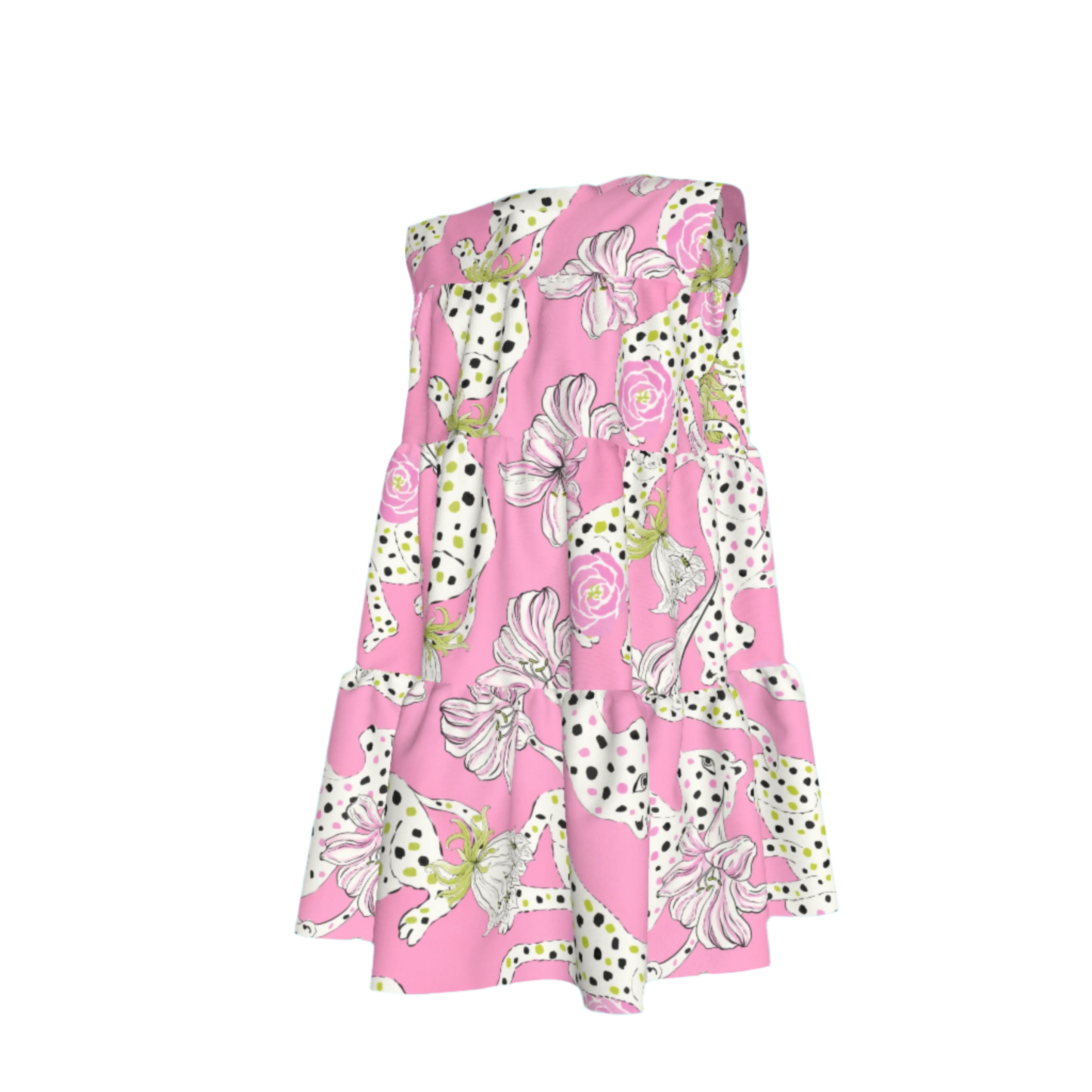 Kid's Ruffle Dress with Lining in Sketching Summer Pink