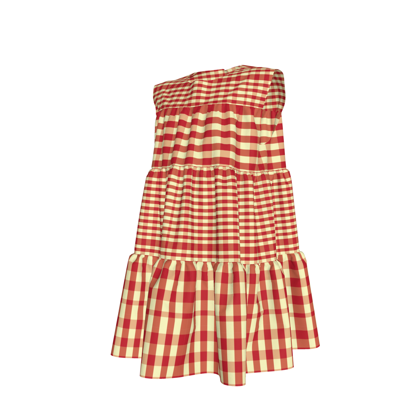 Red & Yellow Gingham Ruffled Dress