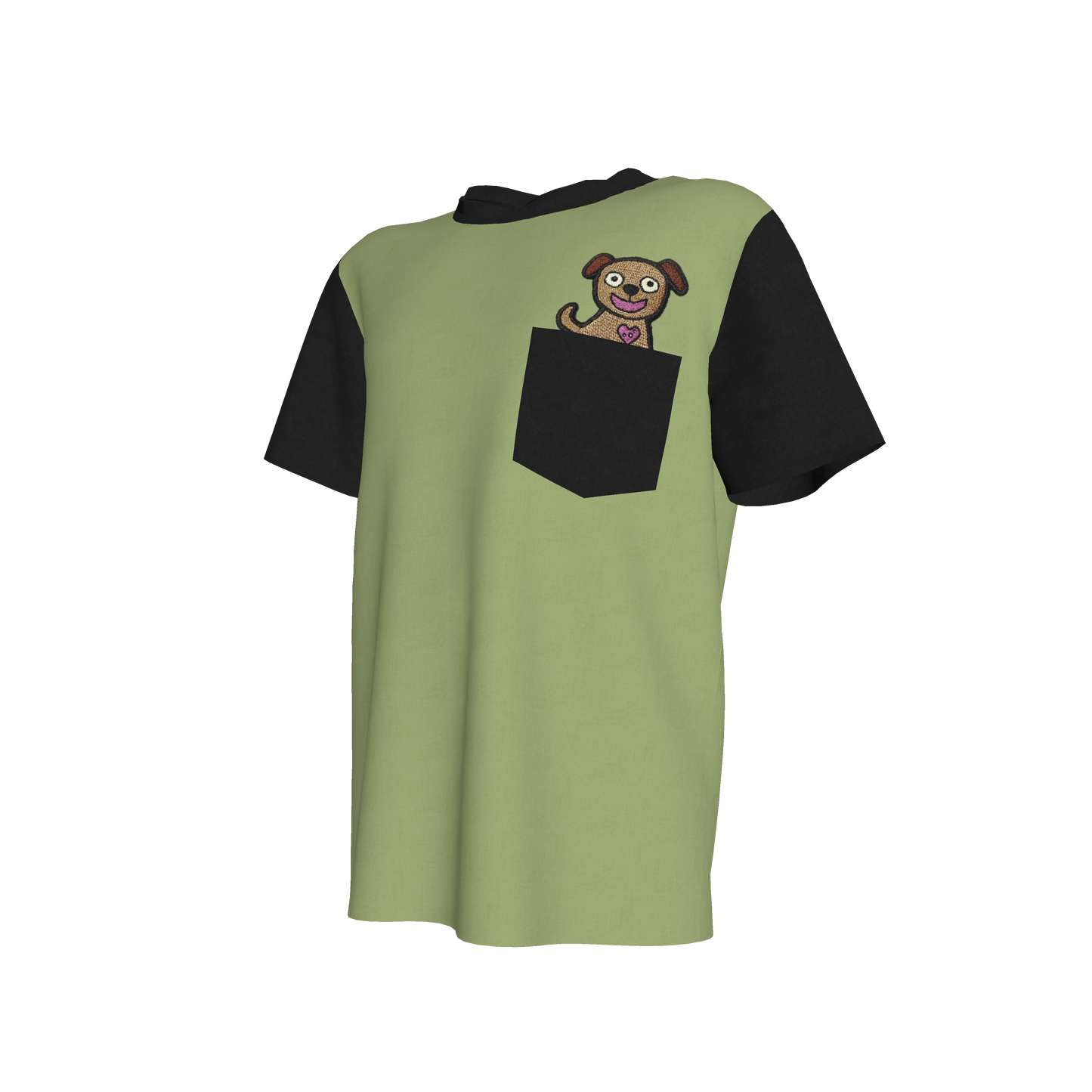 Cute Puppy Pocket Pal Tee in Moss