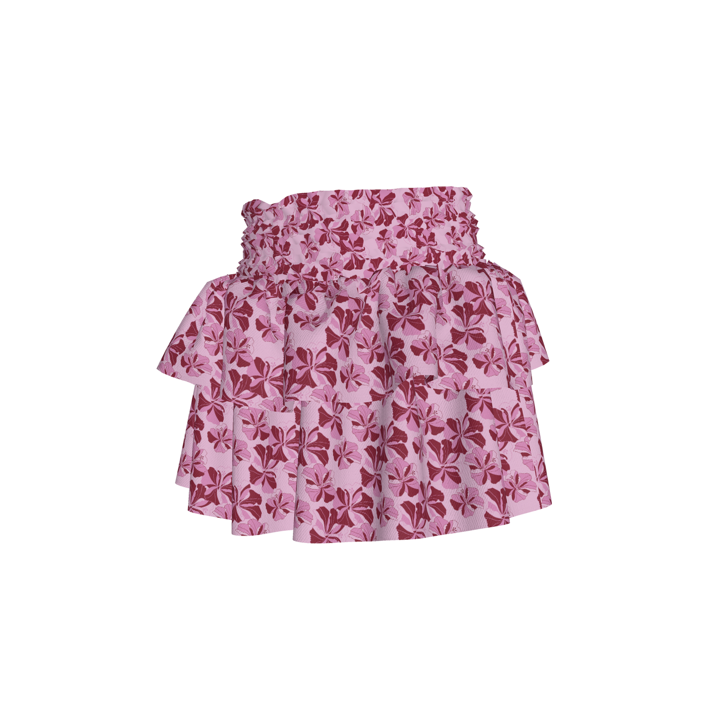 Kid's Smocked Skirt in Tropical Cayena Pink in Light Cotton Slub