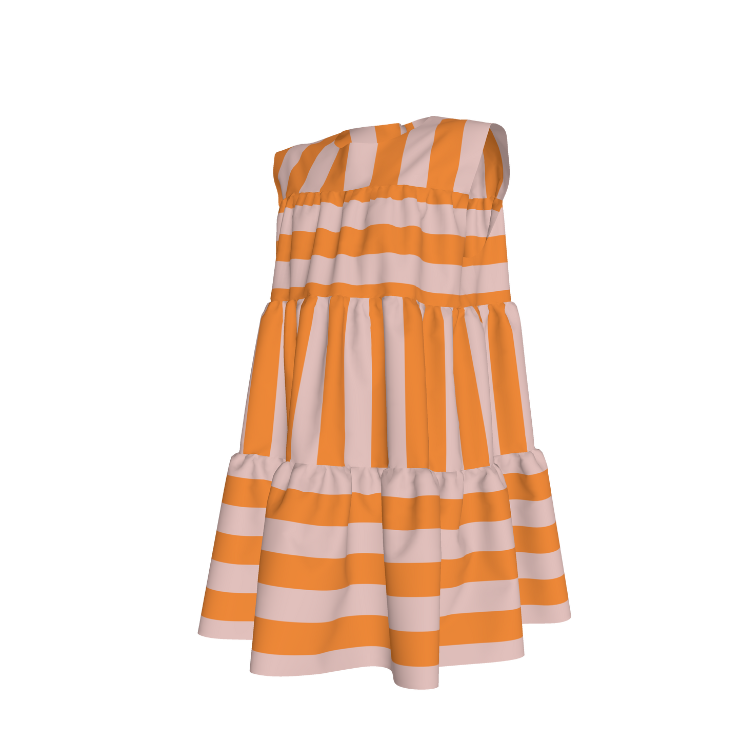 Pink & Orange Ruffle Dress with Lining